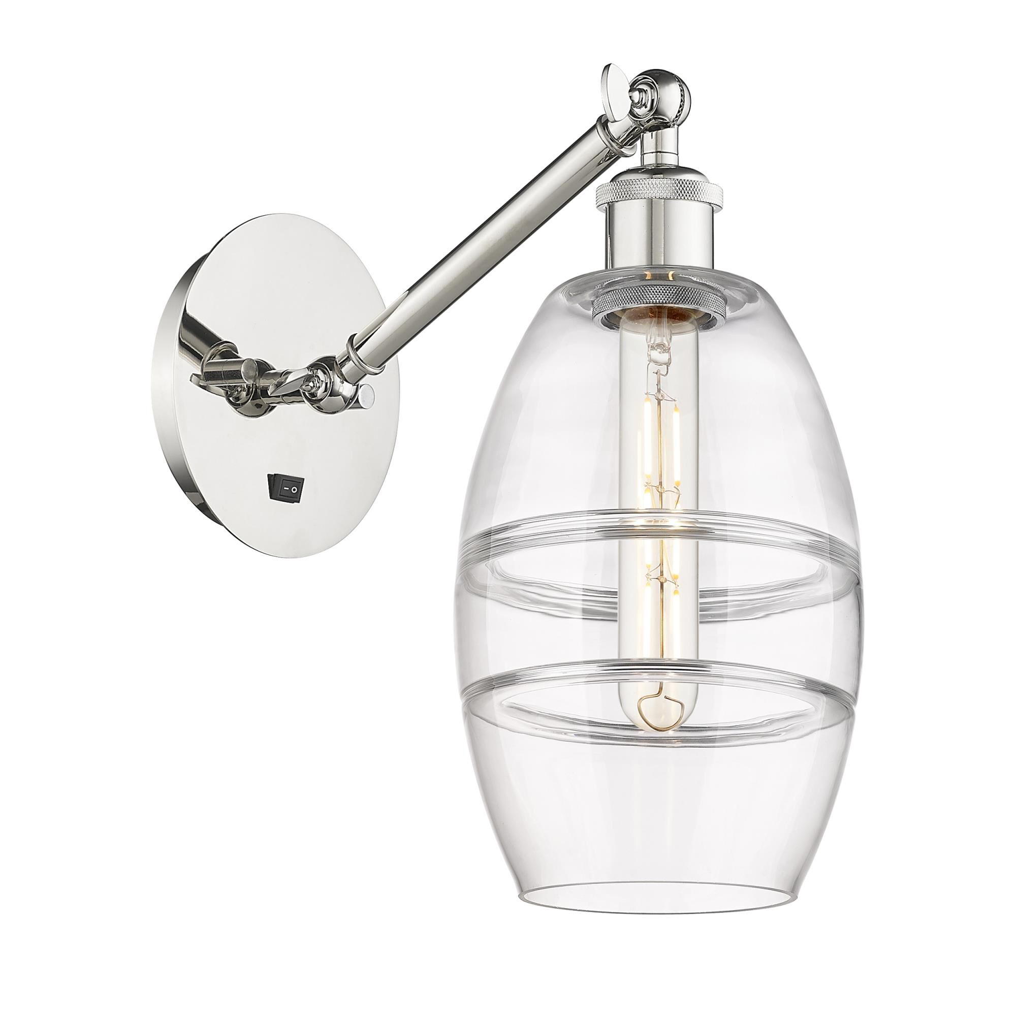 Shown in Polished Nickel finish and Clear glass