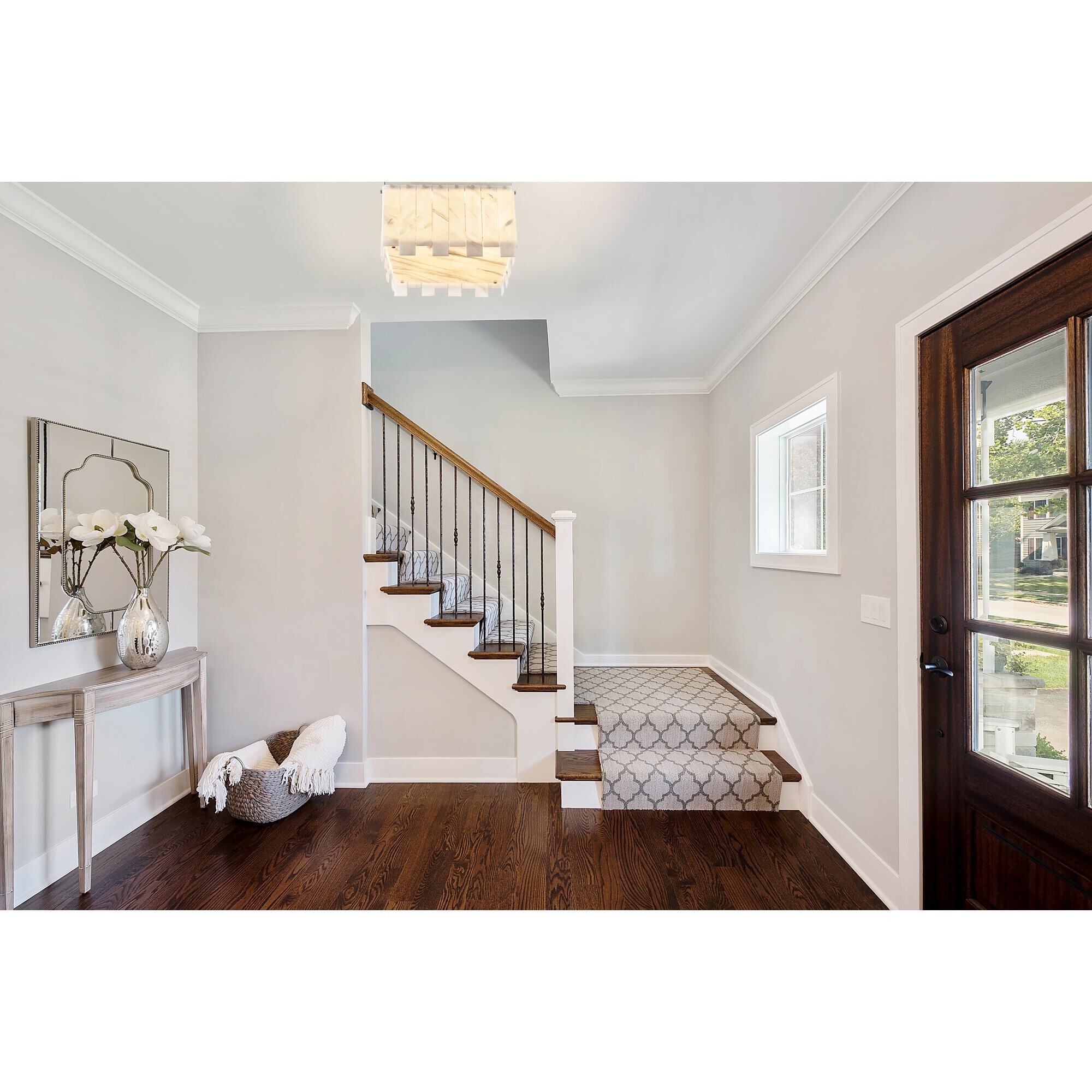 Shown in Polished Nickel finish and Alabaster Resin shade