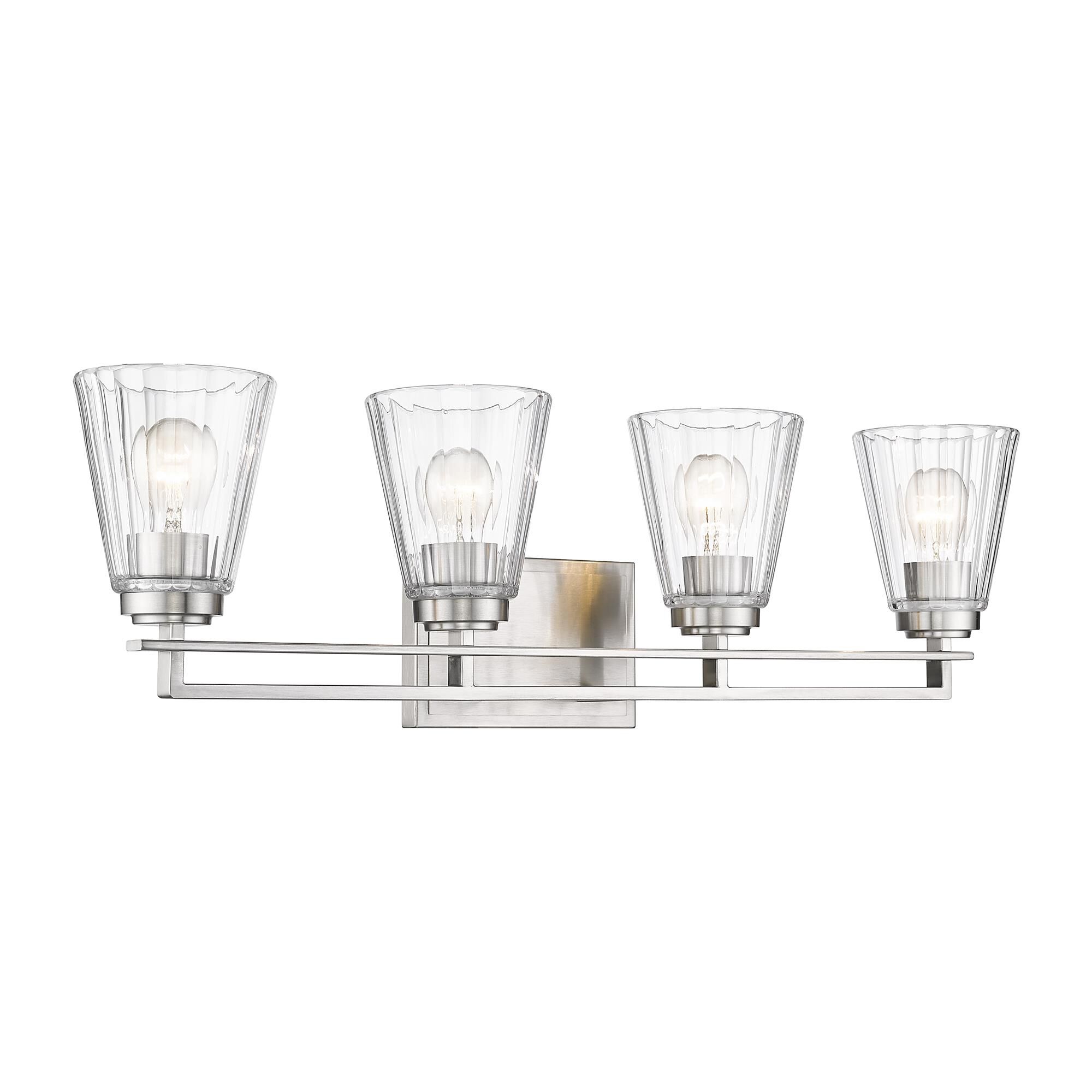 Shown in Brushed Nickel finish and Clear glass
