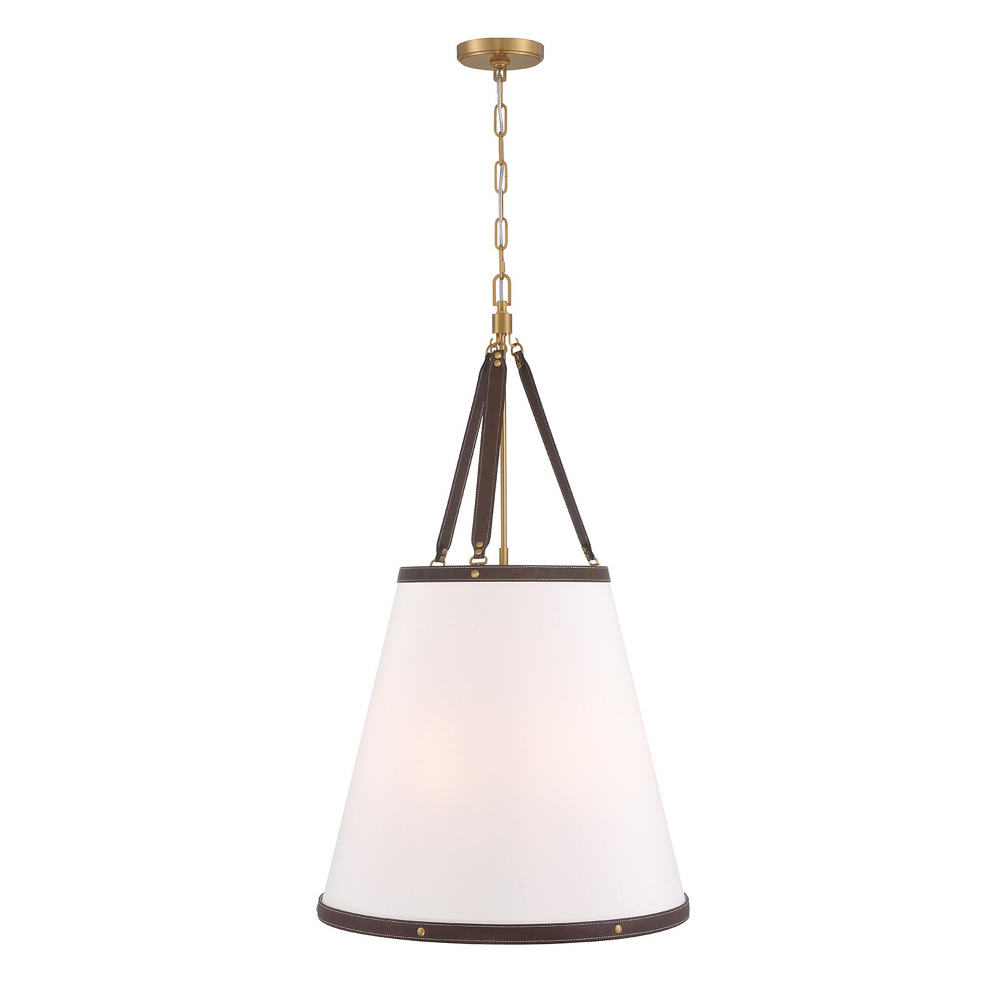 Shown in Luxe Gold finish and Linen shade