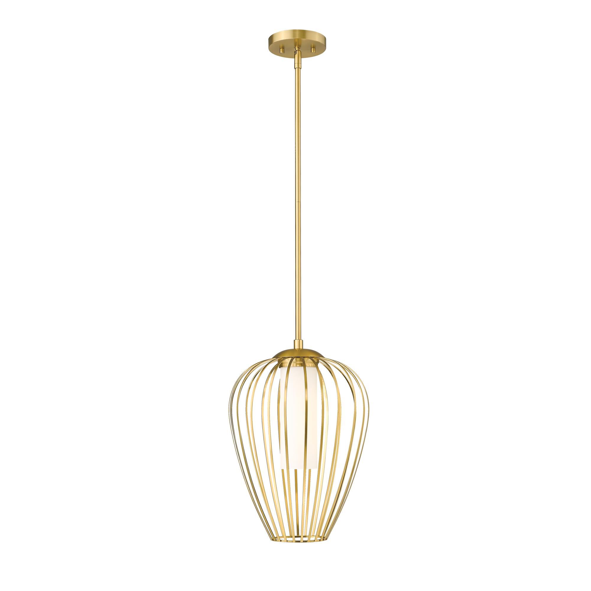 Shown in Modern Gold finish and White Opal glass and White Opal shade