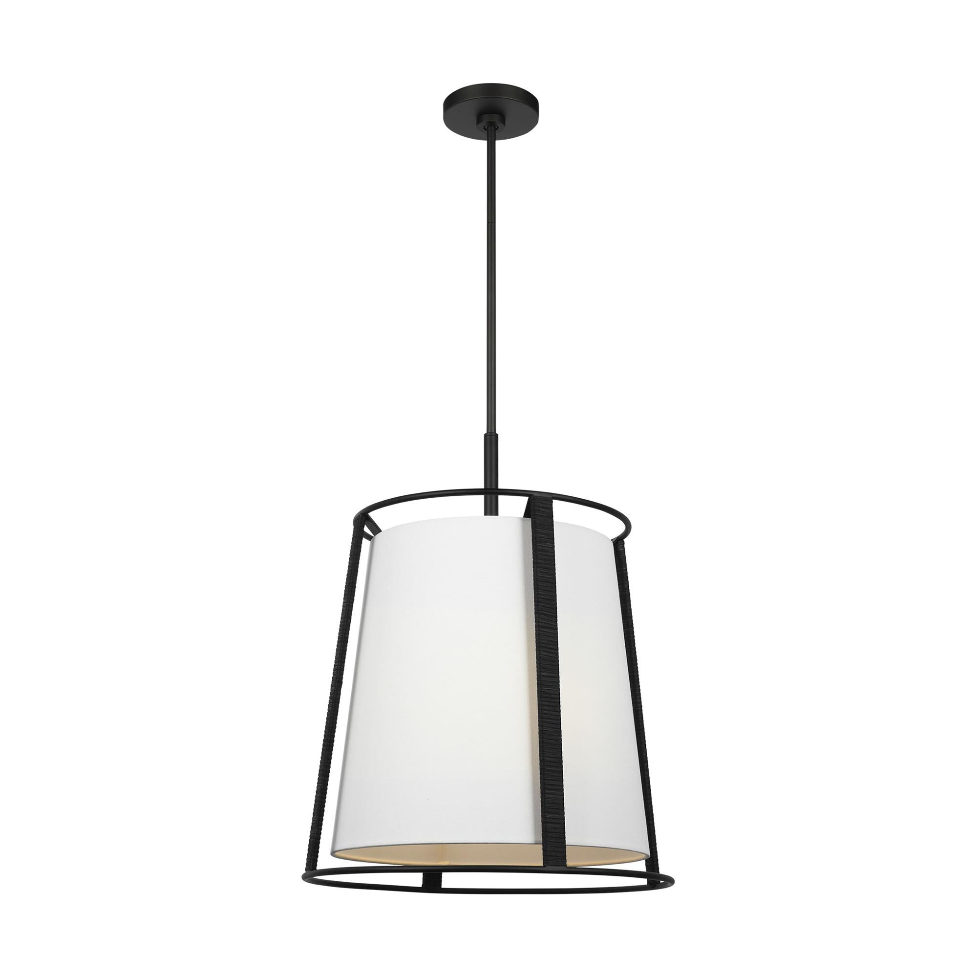 Shown in Midnight Black finish and White Linen shade