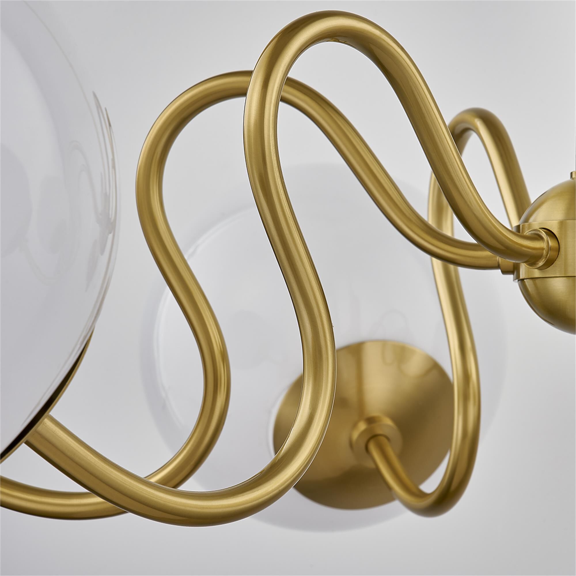 Shown in Aged Brass finish and Opal Glossy glass