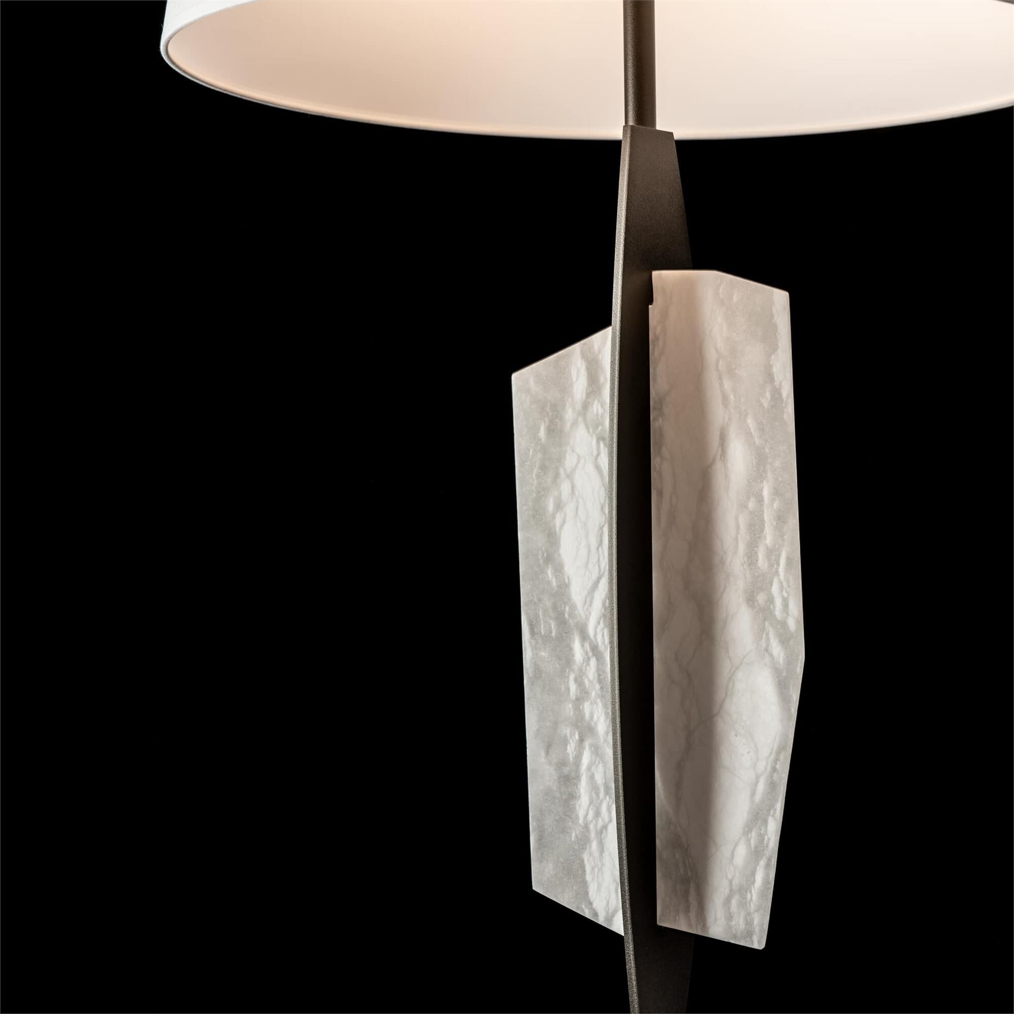 Shown in Oil Rubbed Bronze finish and Natural Anna shade and White accent