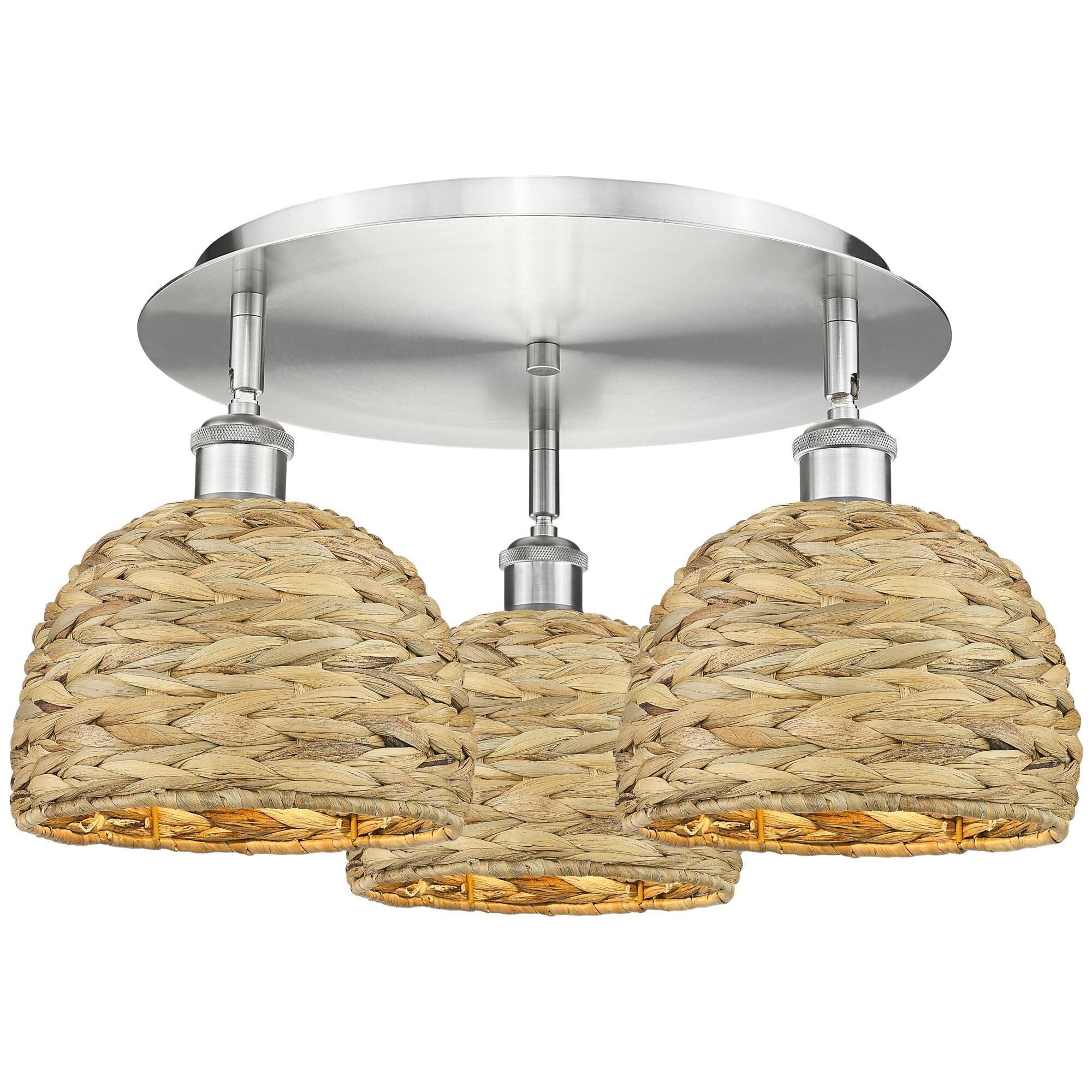 Bruno Marashlian Woven Rattan 20 Inch Flush Mount by Innovations Lighting