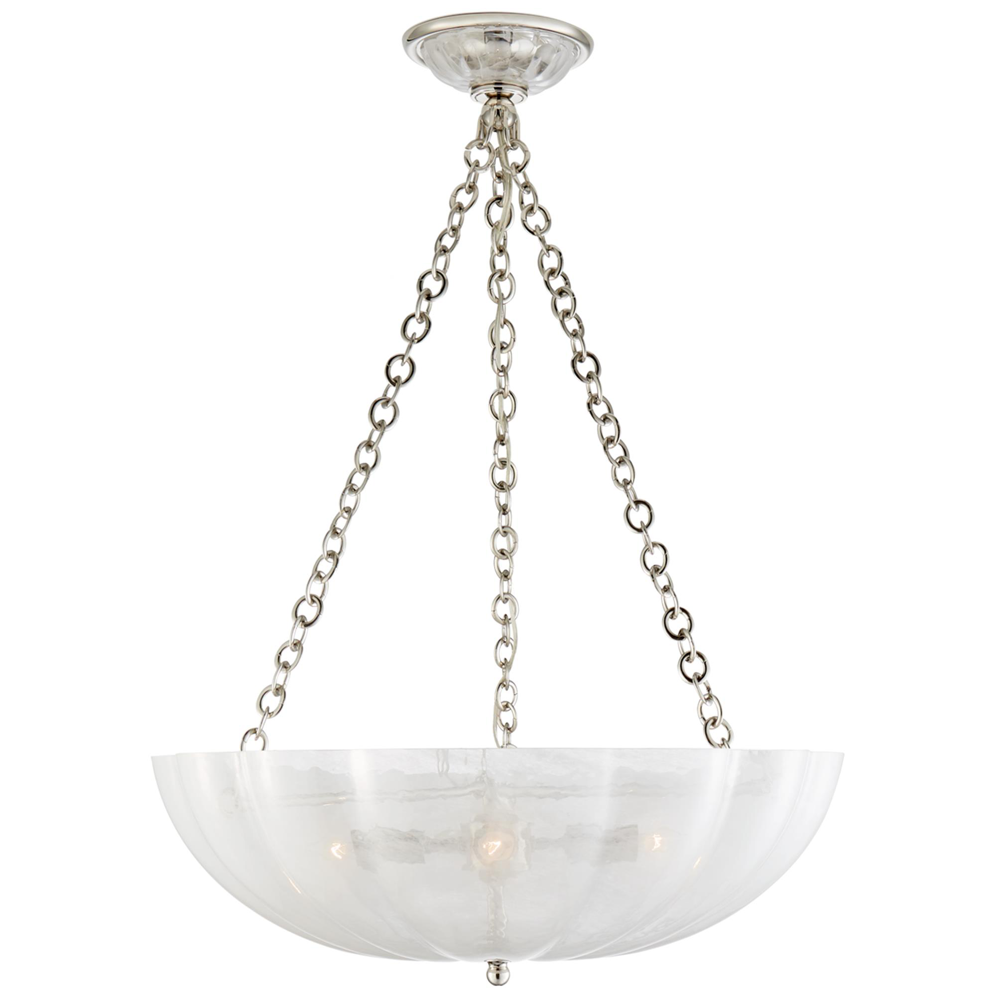 Shown in Polished Nickel finish and White glass