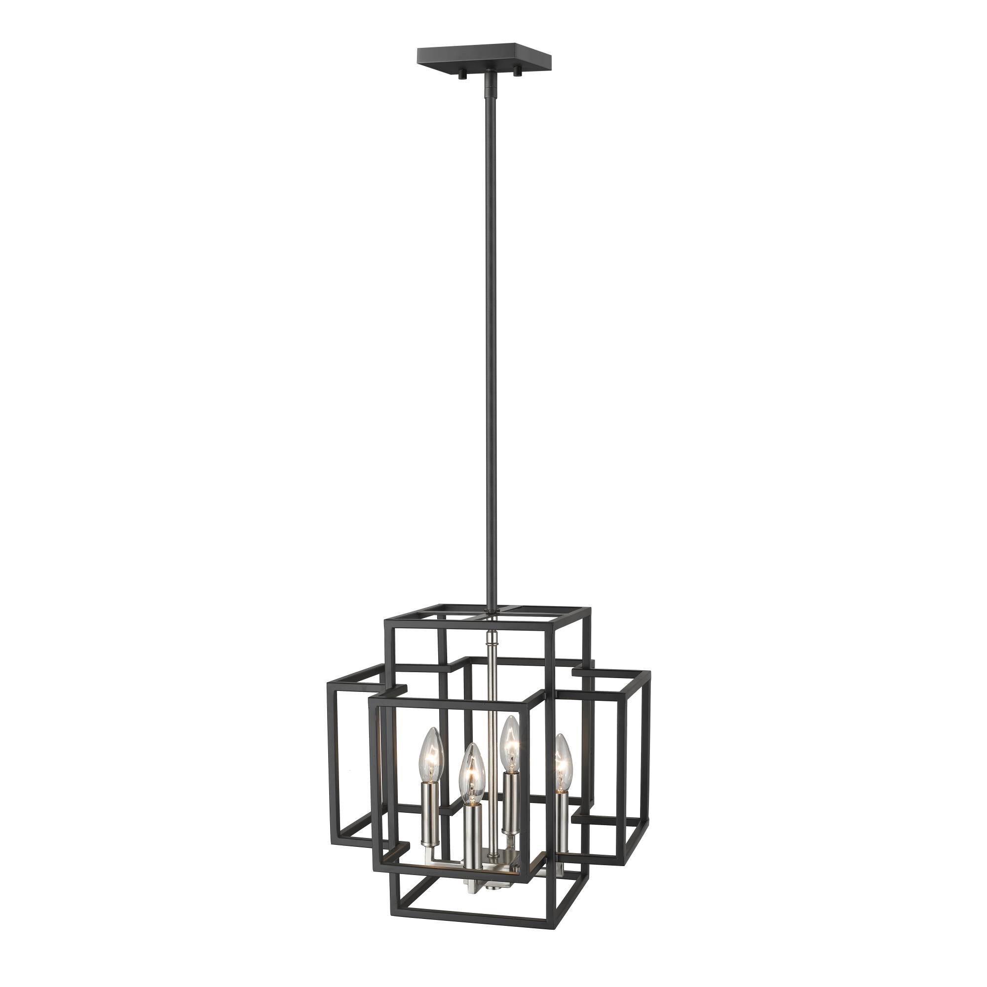 Shown in Black + Brushed Nickel finish and --- glass and --- shade