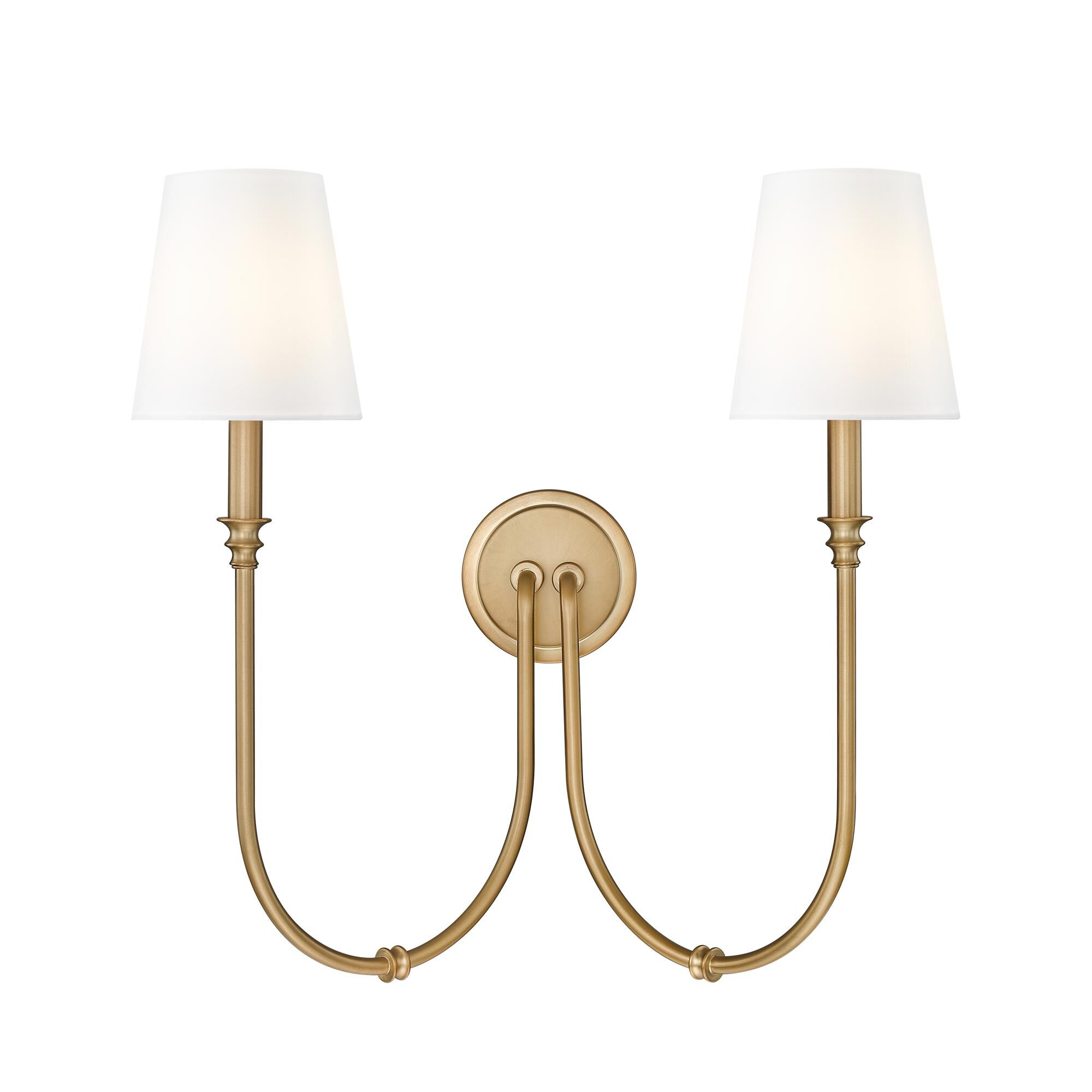 Shown in Rubbed Brass finish and White glass