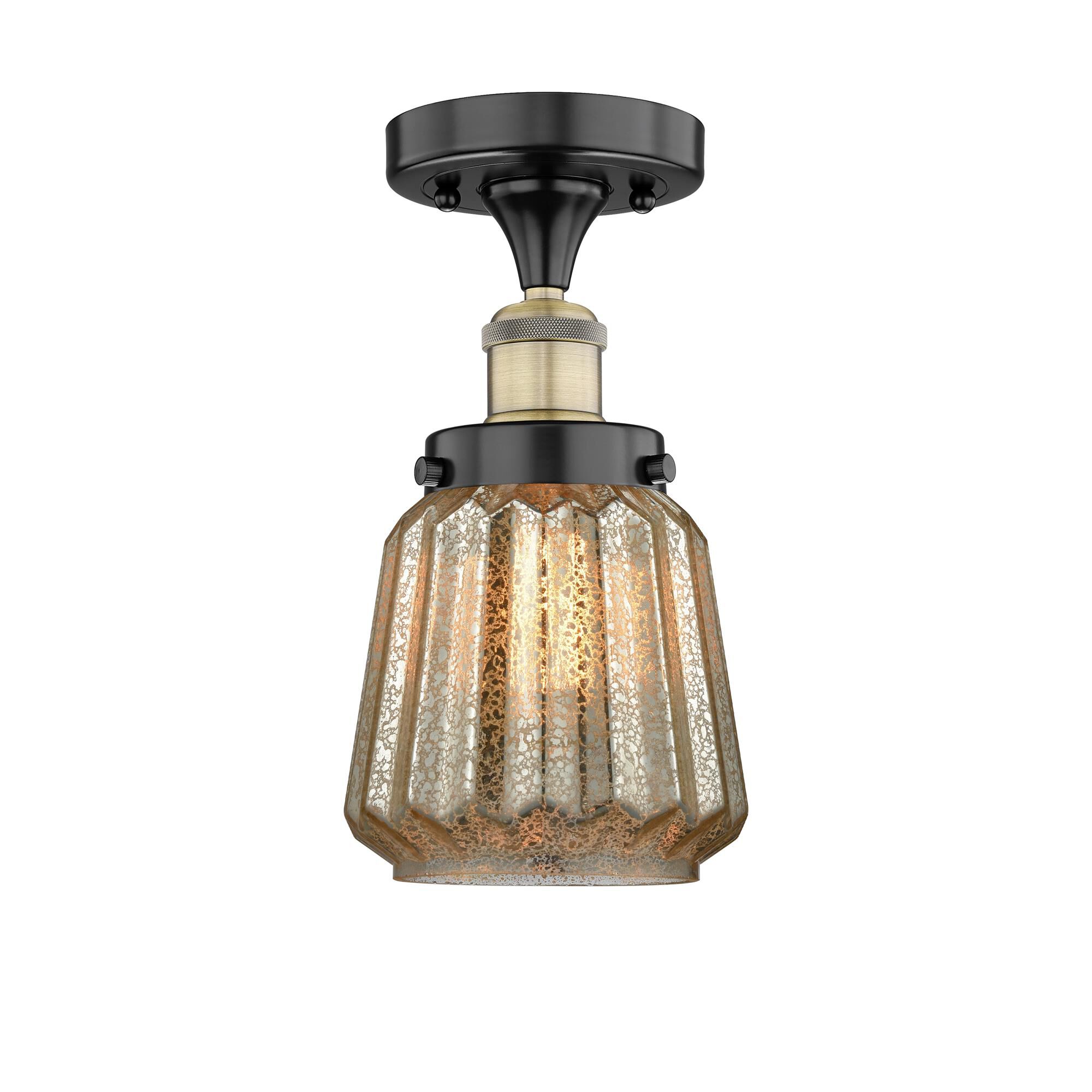 Shown in Black Antique Brass finish and Mercury glass