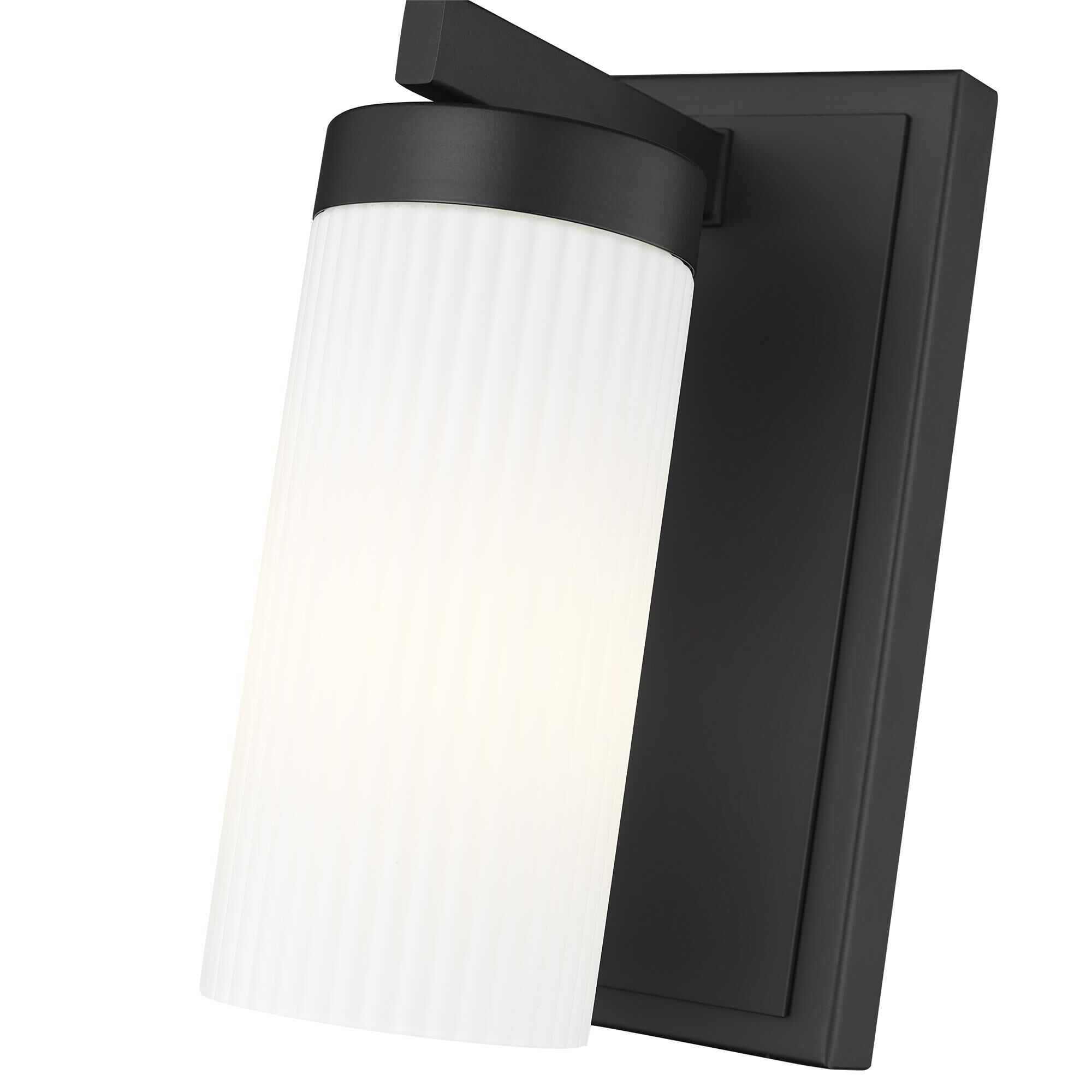 Shown in Matte Black finish and White glass and White shade