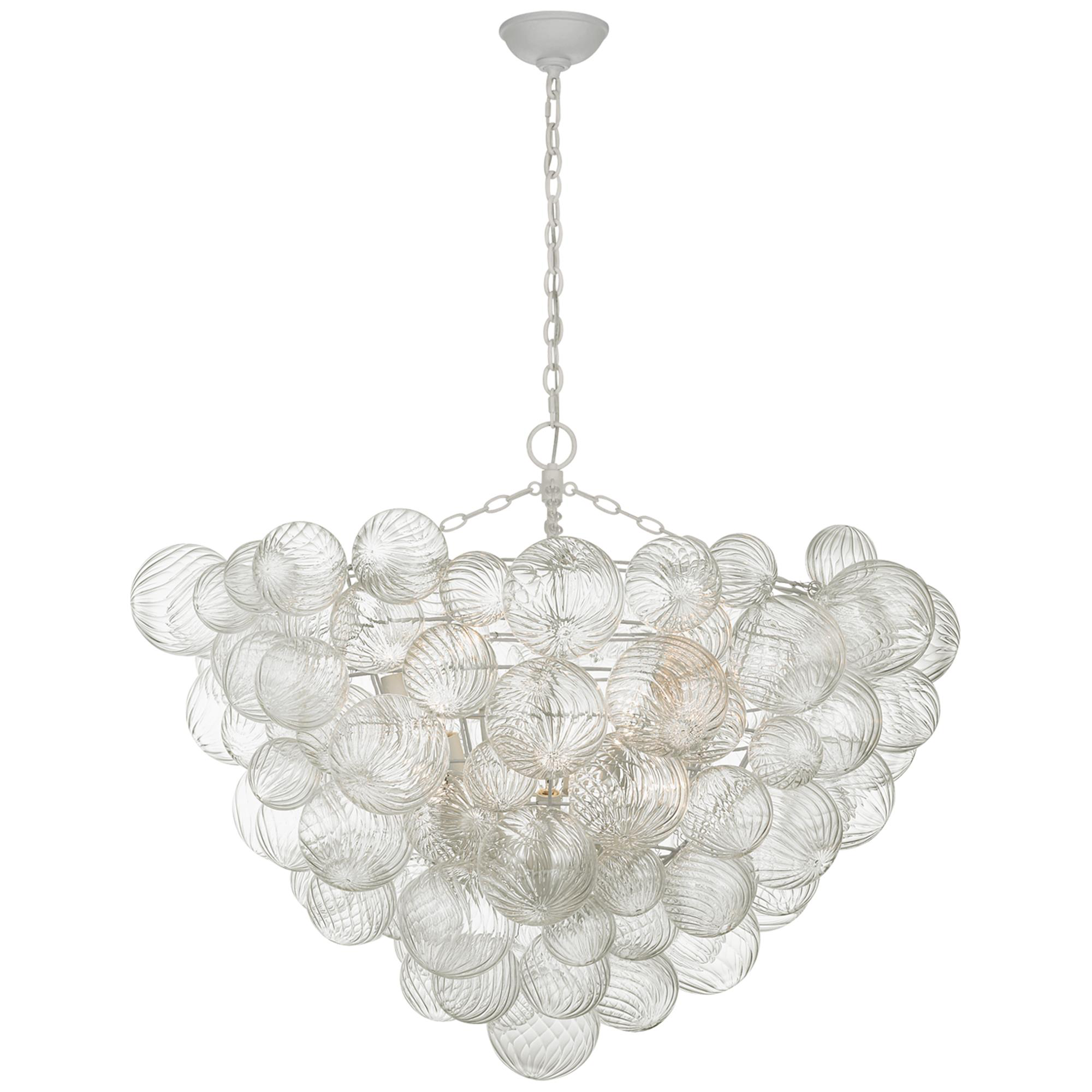 Shown in Plaster White And Clear Swirled Glass finish