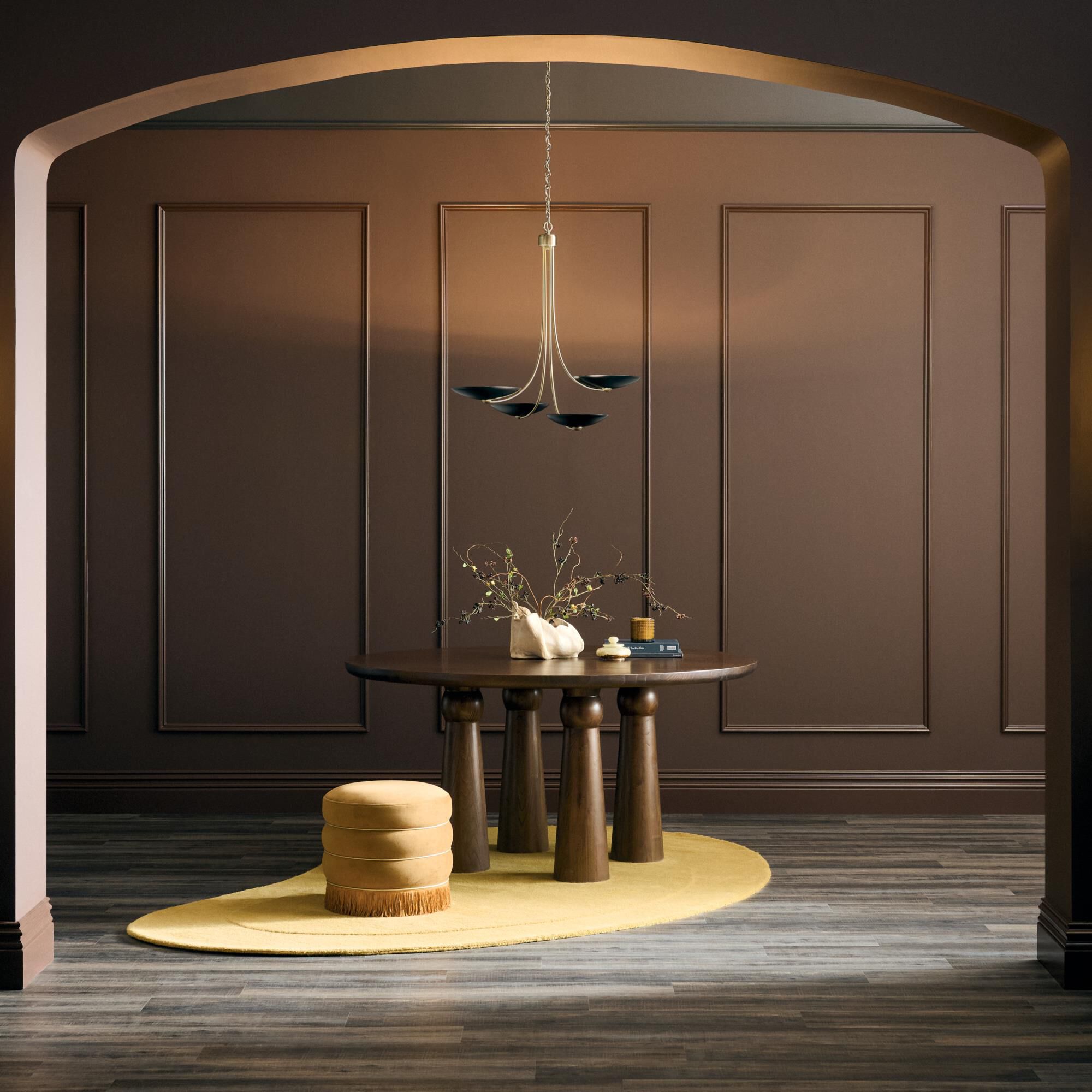 Shown in Champagne Bronze finish and Champagne Bronze and Black shade