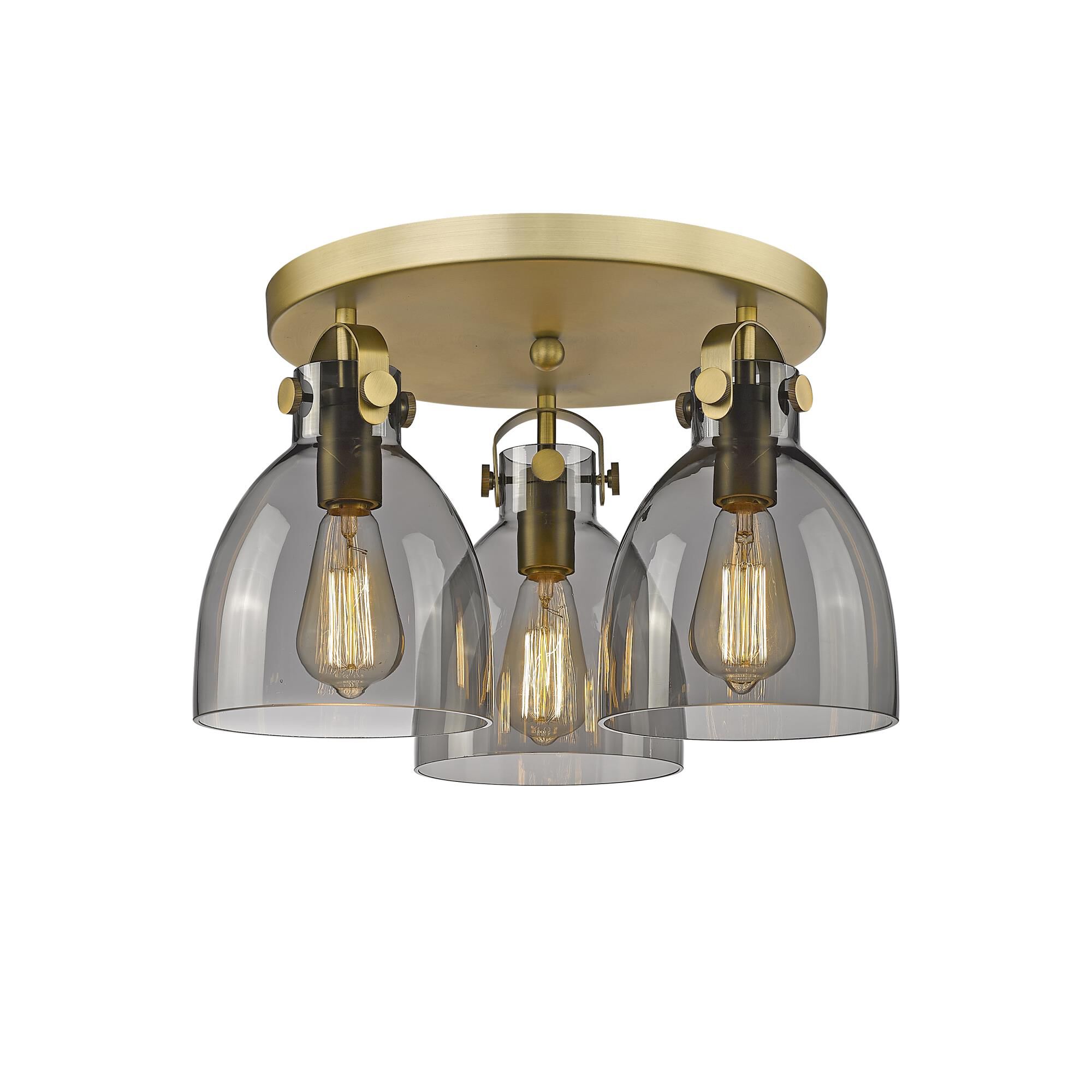 Shown in Brushed Brass finish and Plated Smoke glass