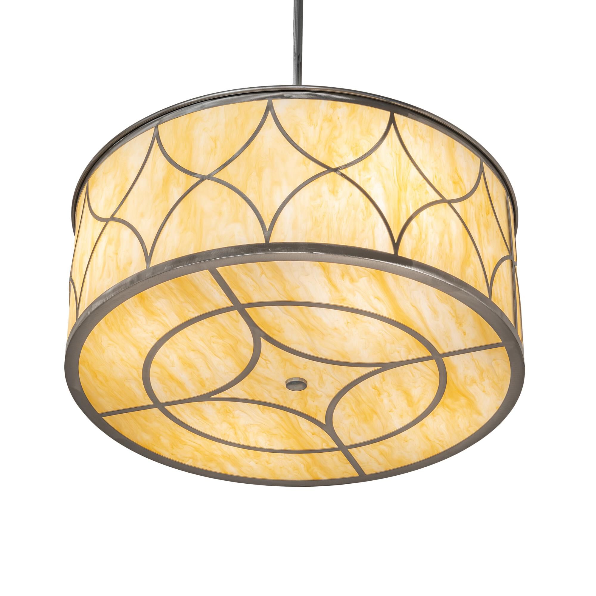 Shown in Steel Finish finish and Beige glass