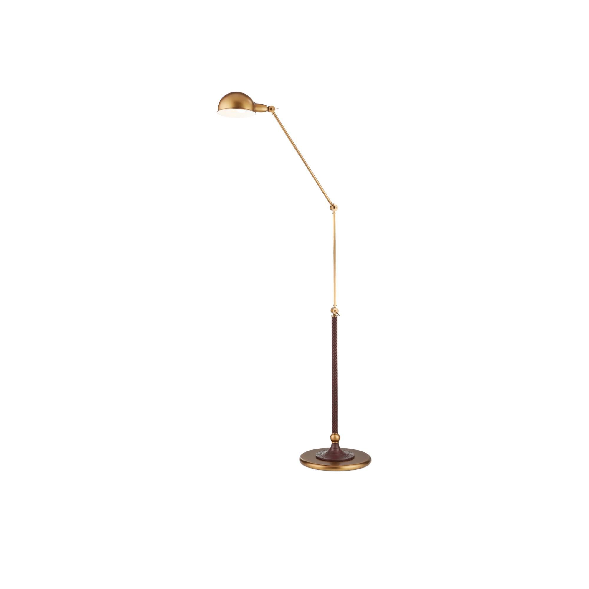 Shown in Antique Brass, Brownish Red finish and Antique Brass and Glossy White Metal shade