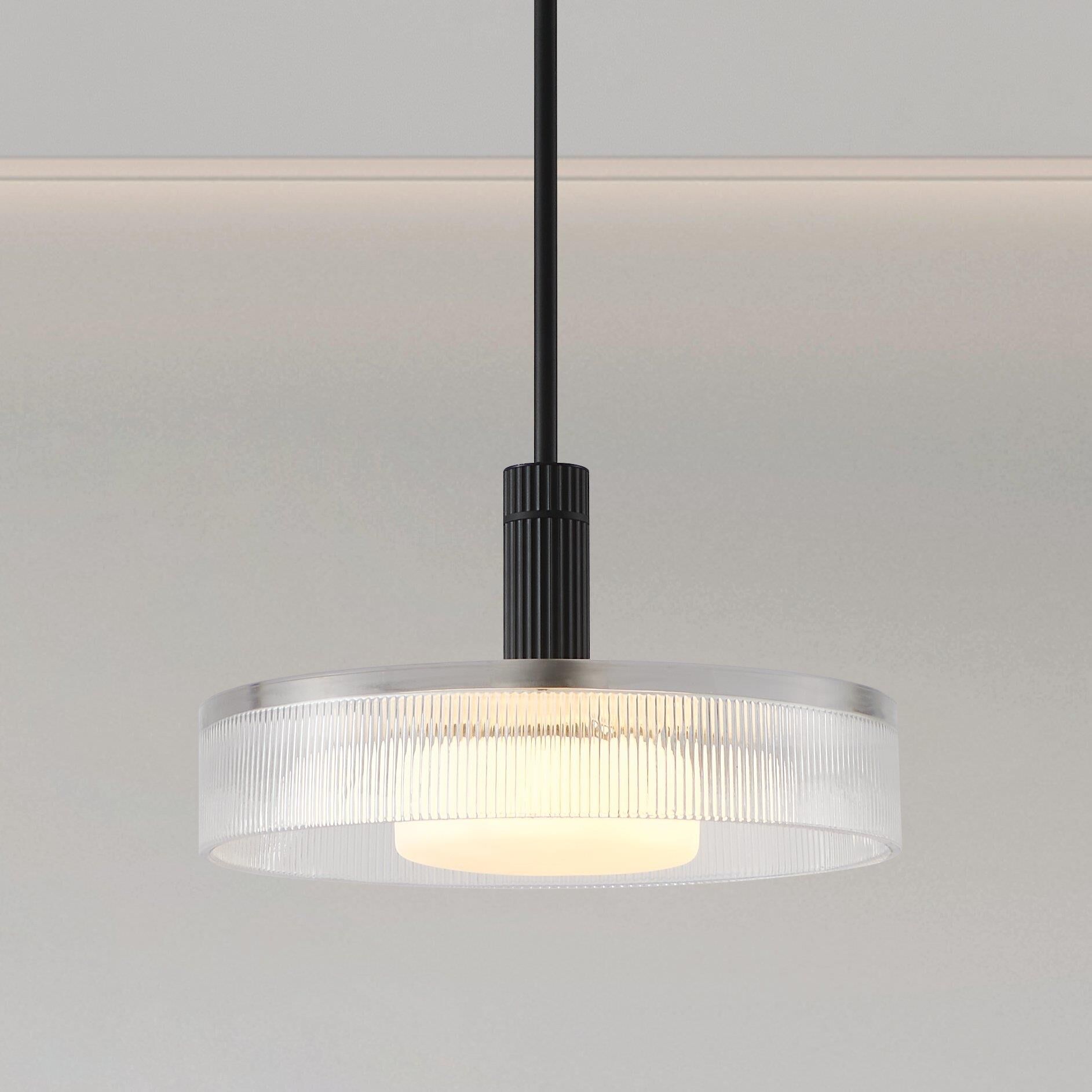 Shown in Matte Black finish and Clear Ribbed, Opal glass