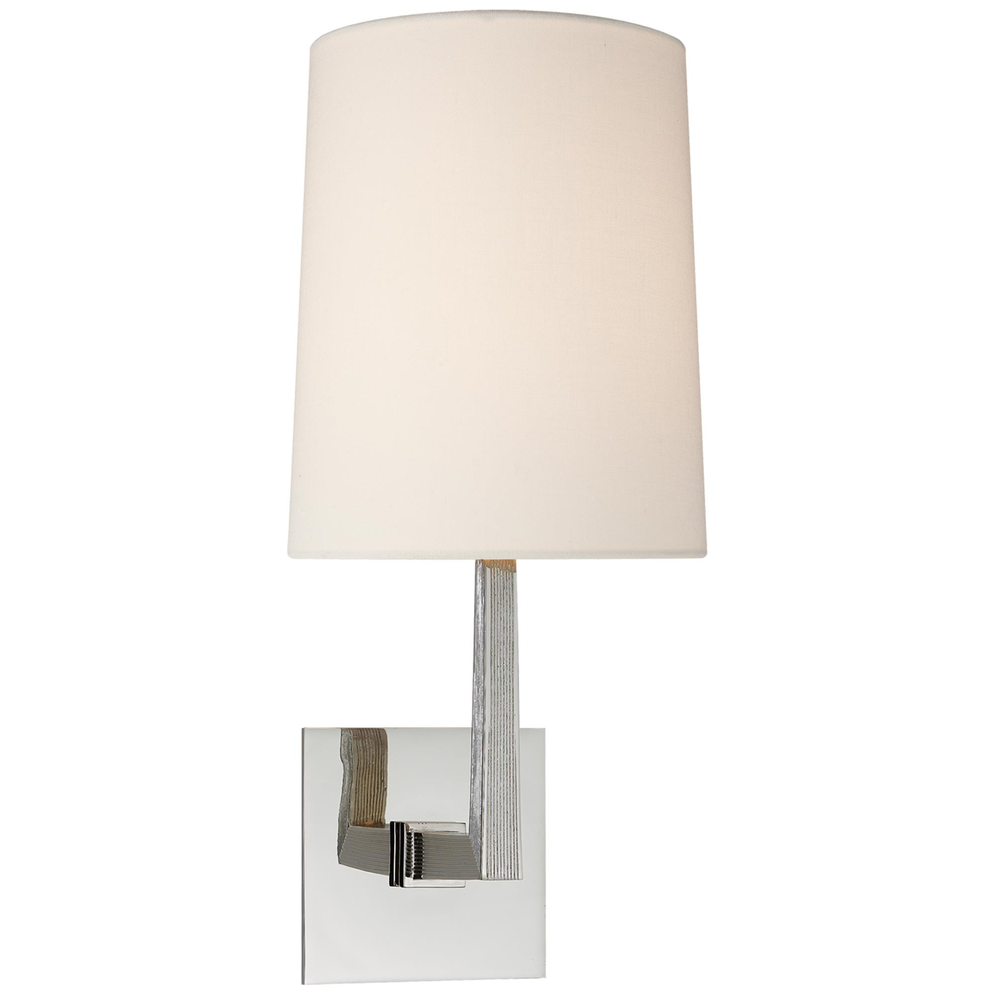 Shown in Polished Nickel finish and Linen shade