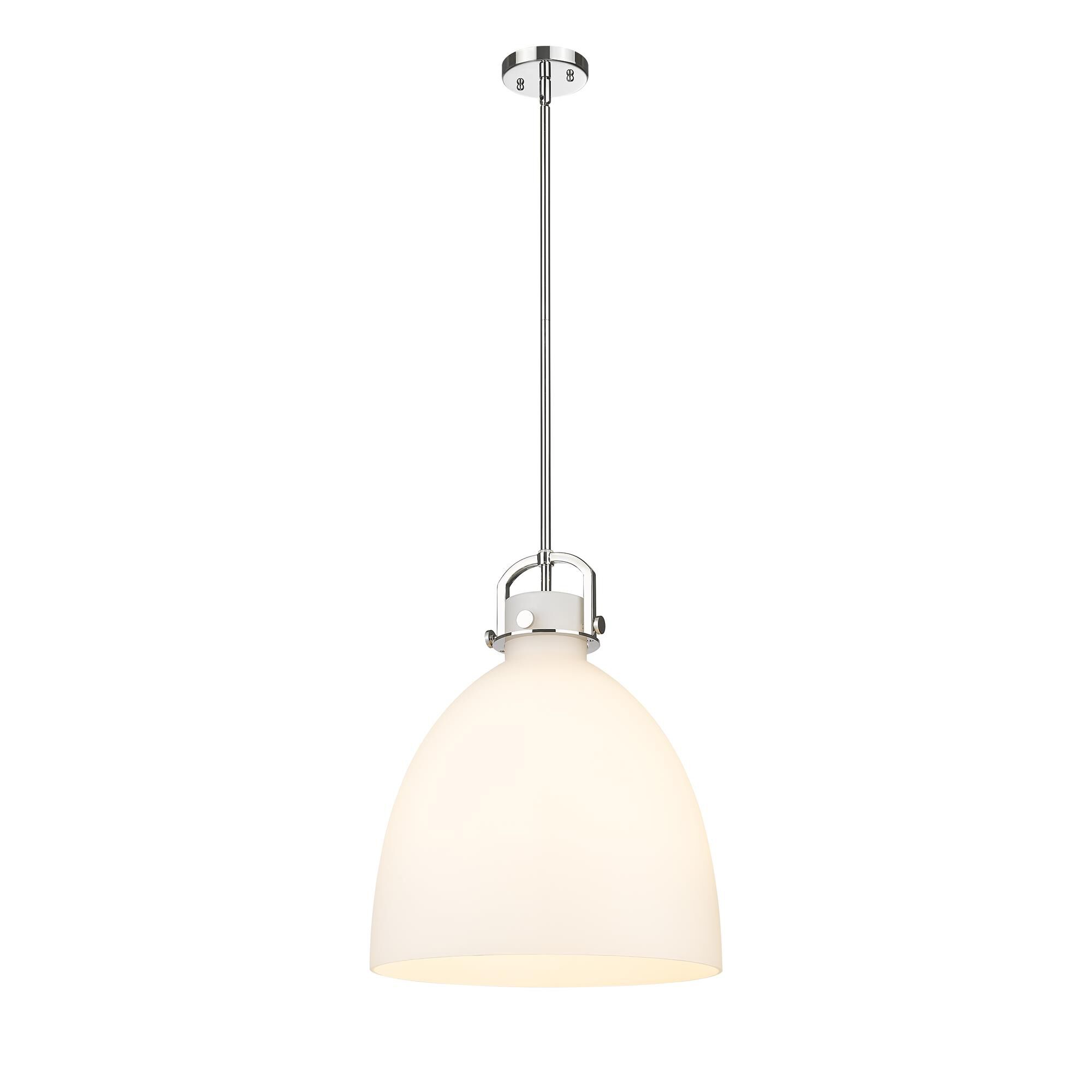 Shown in Polished Nickel finish and Matte White glass