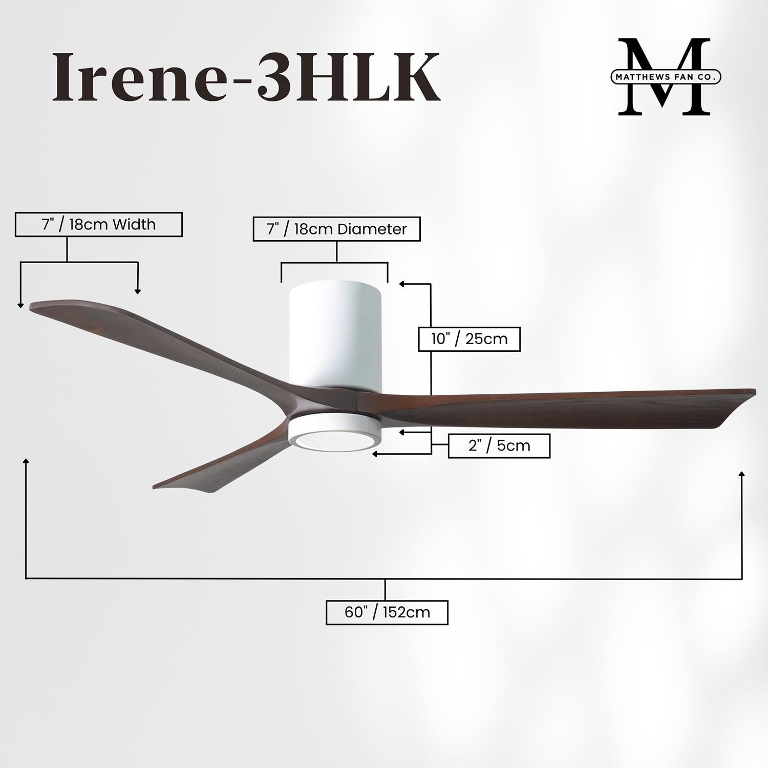 Irene 60 Inch Flush Mount Fan with Light Kit by Matthews Fan Company