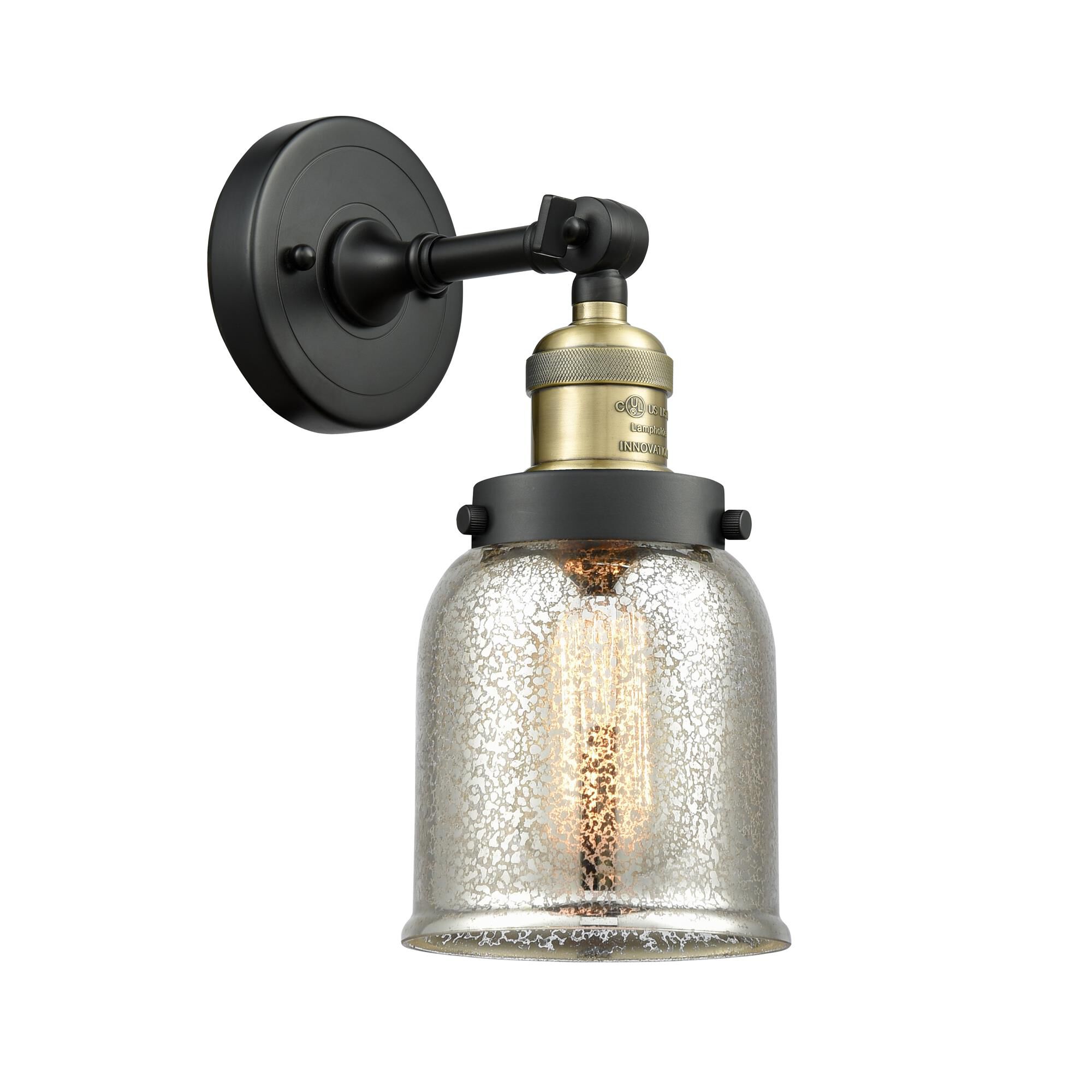 Shown in Black Antique Brass finish and Silver Mercury glass