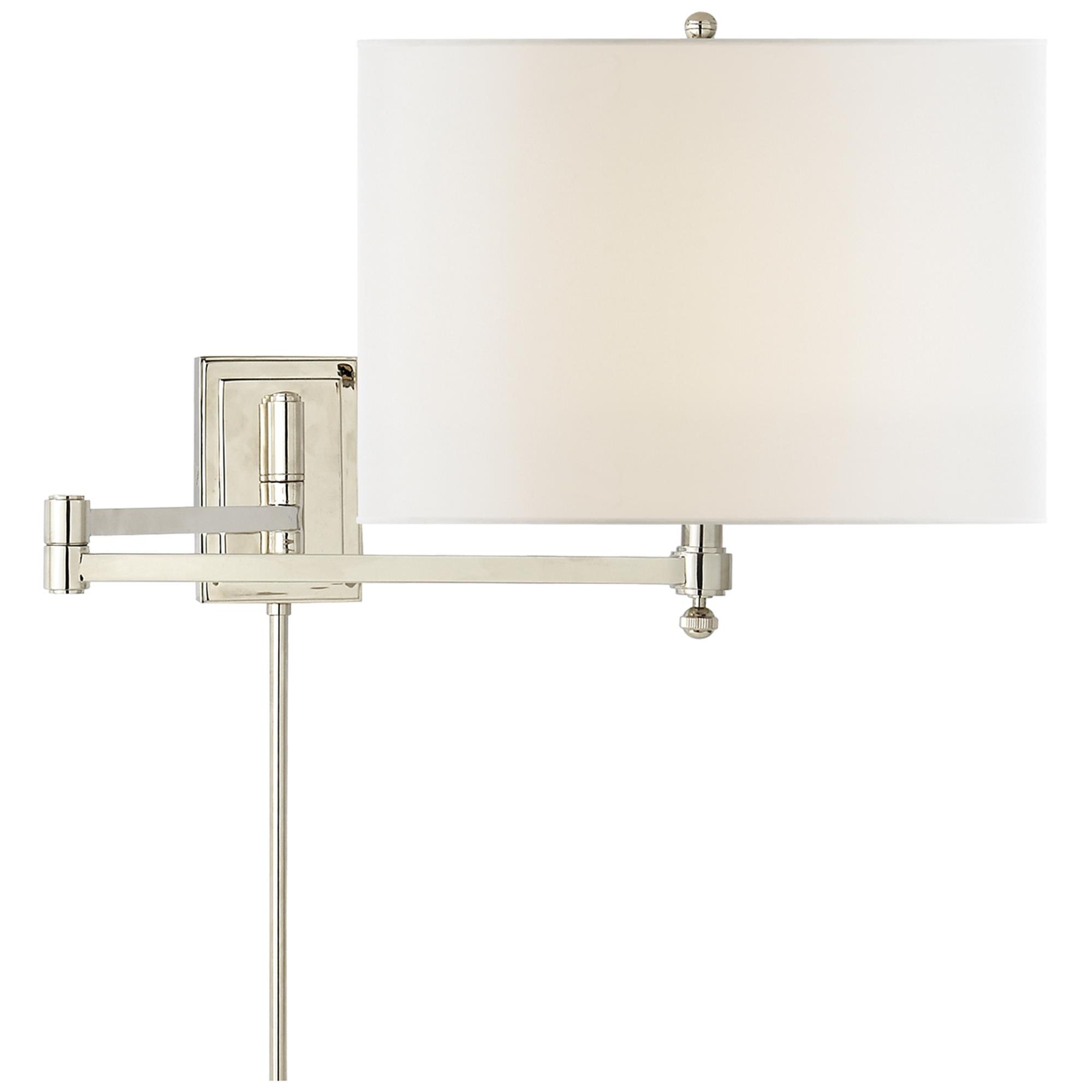 Shown in Polished Nickel finish and Linen shade