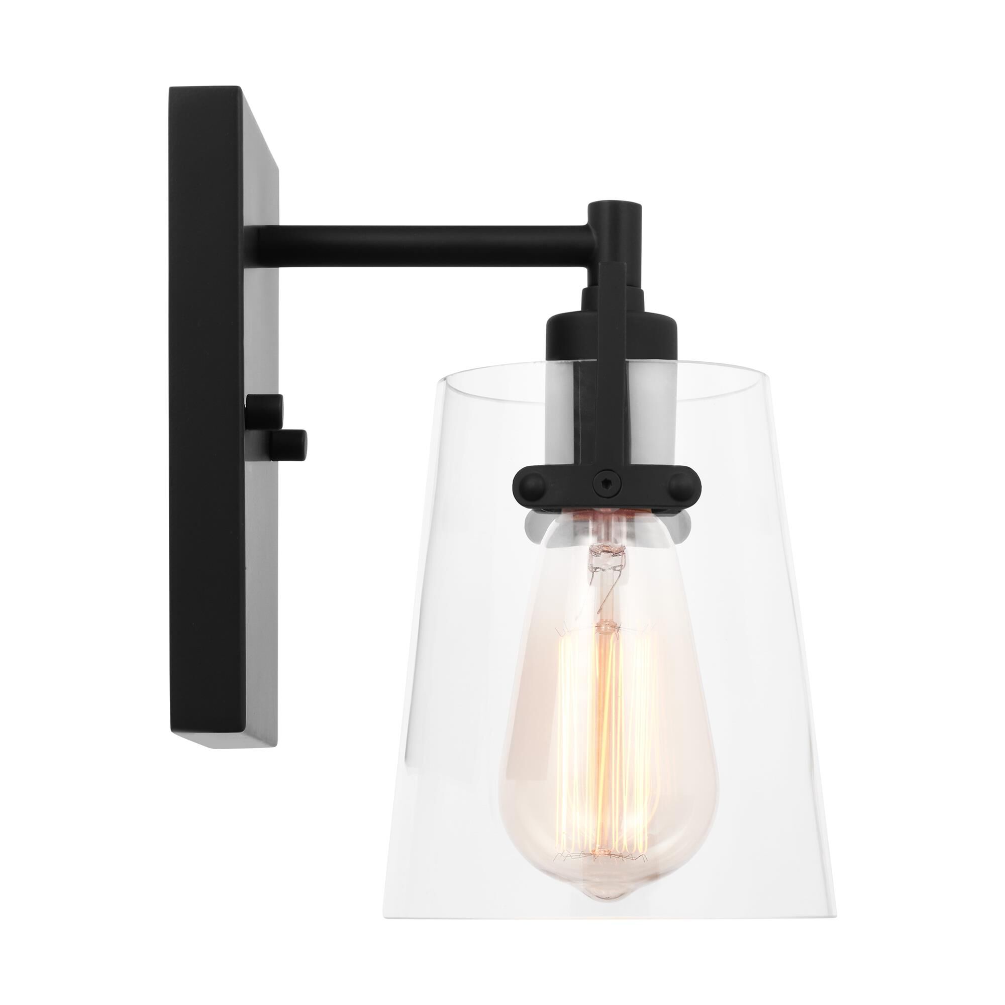 Shown in Midnight Black finish and Clear Glass shade