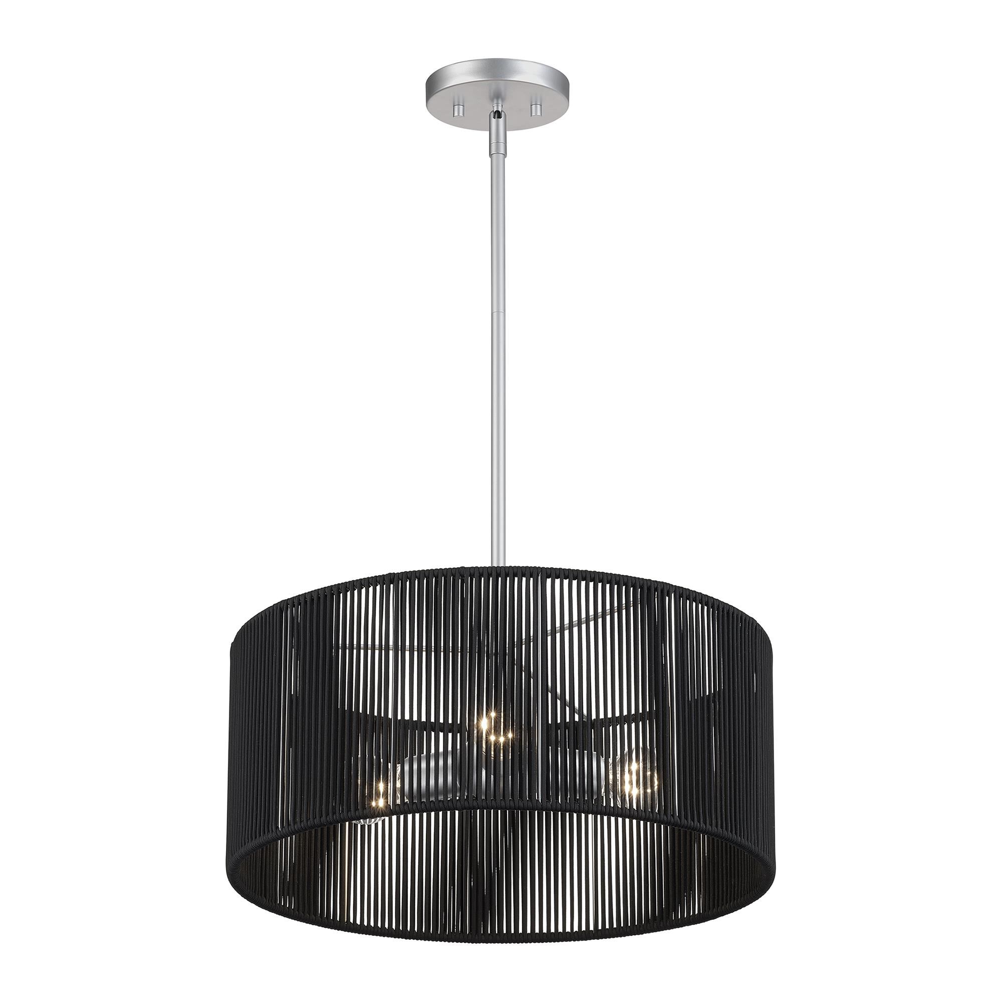 Shown in Painted Nickel finish and Hand-Woven Parisian Night Color Polyester Rope shade