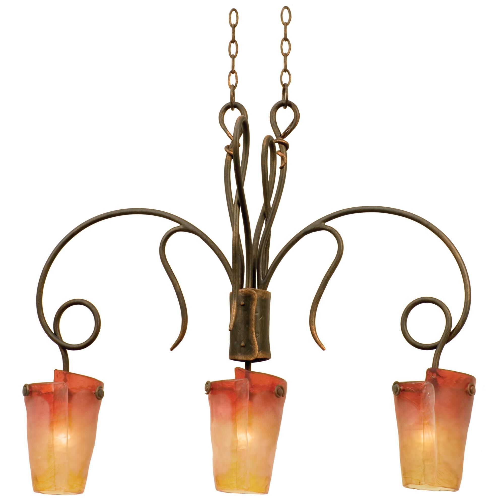 Shown in Antique Copper finish and Sunrise glass