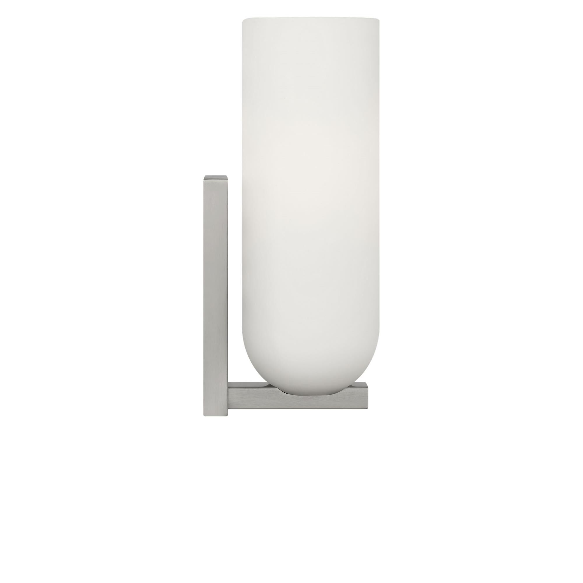 Shown in Brushed Nickel finish and Etched White glass