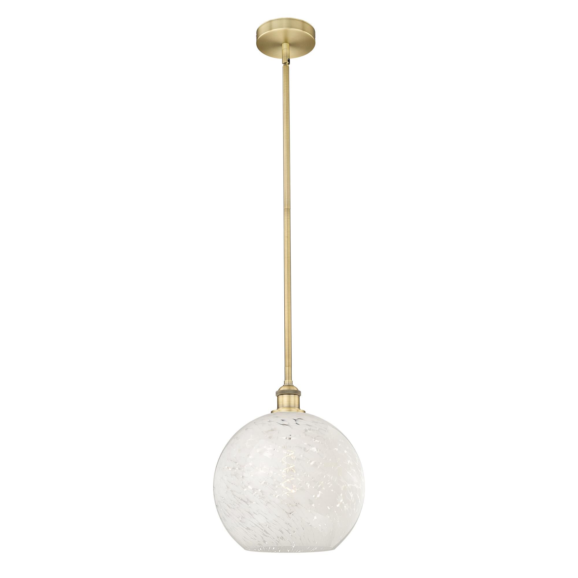 Shown in Brushed Brass finish and White Mouchette glass
