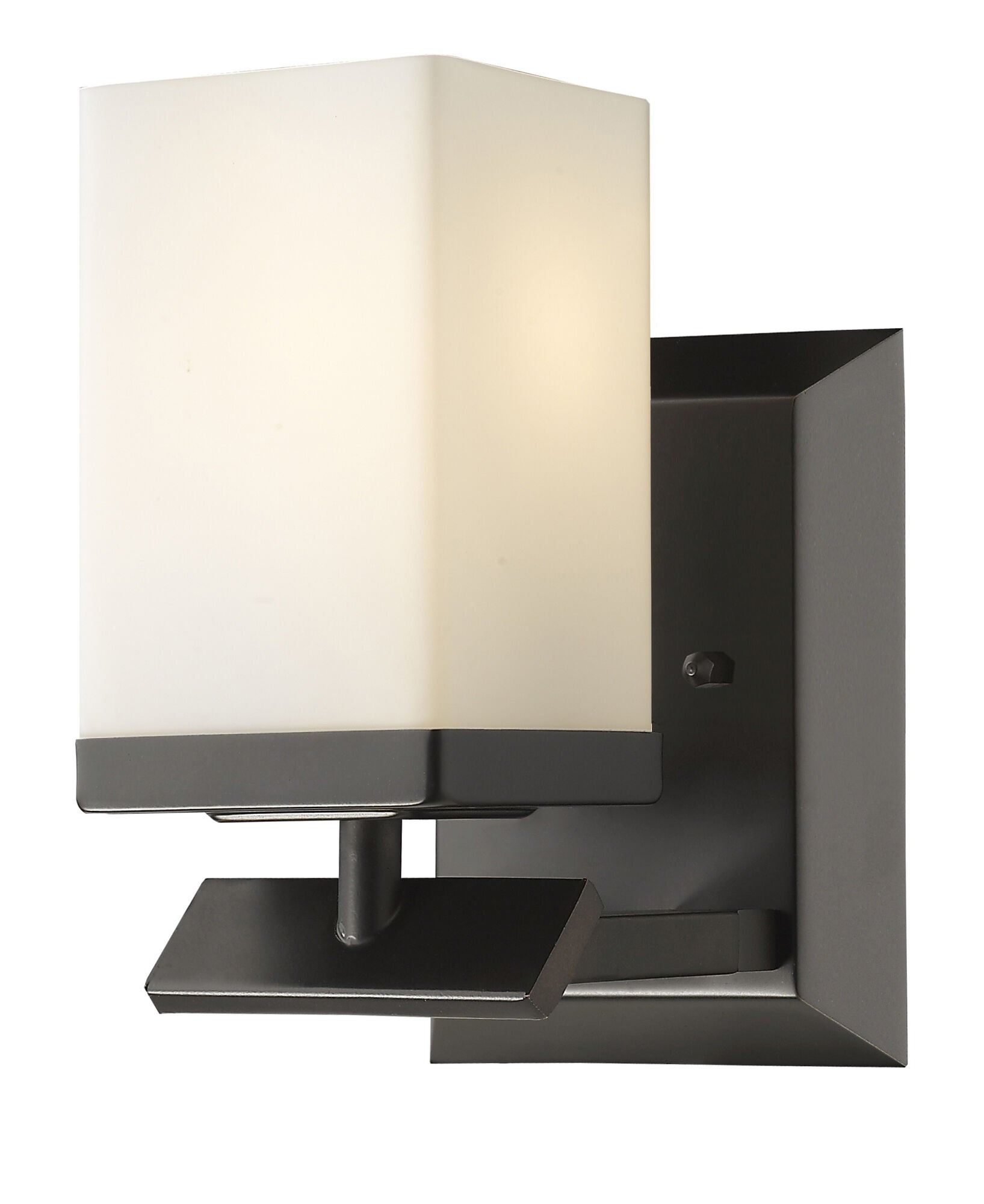 Shown in Oil Rubbed Bronze finish and White glass and White Rectangular Glass s shade