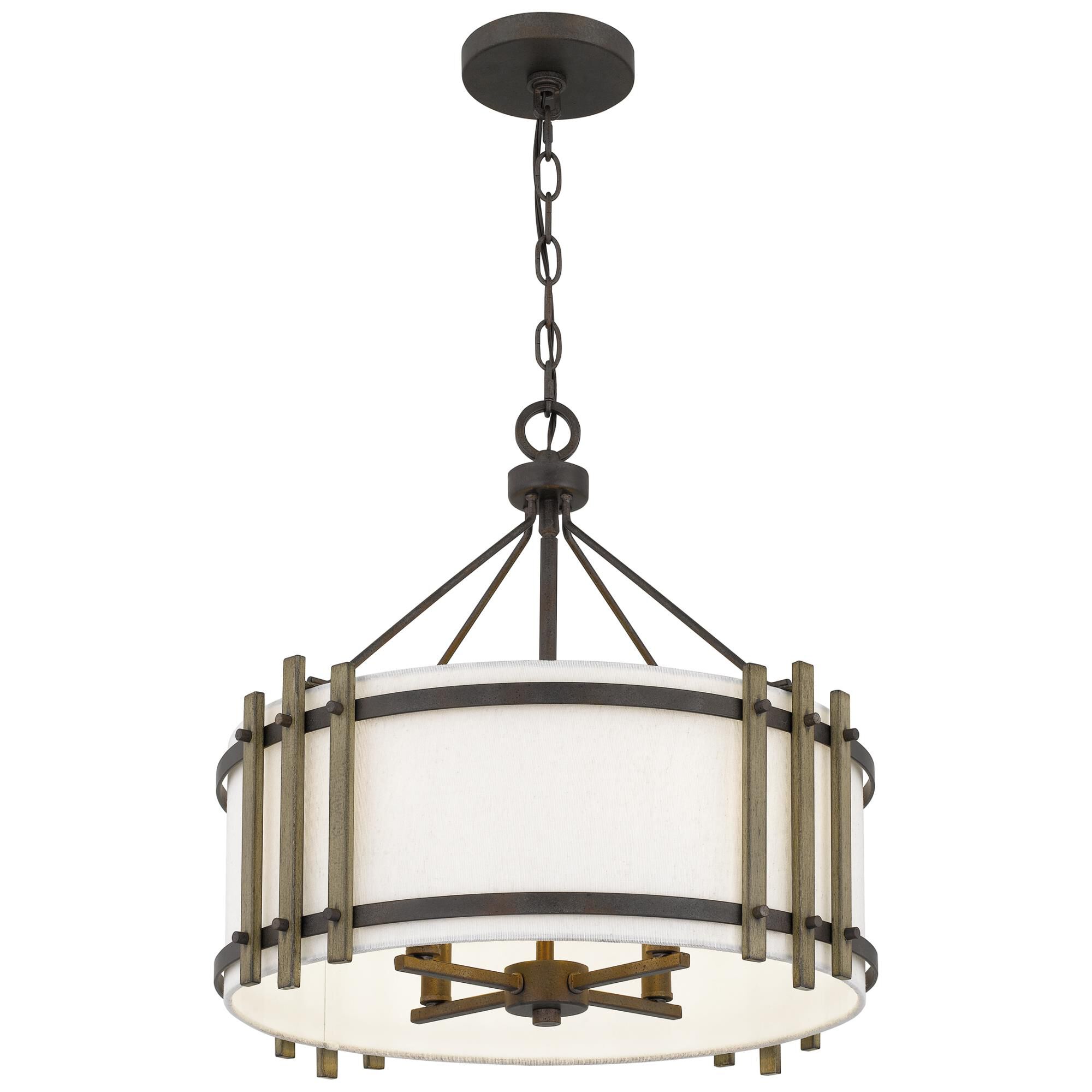 Shown in Iron Gate finish and White Fabric shade