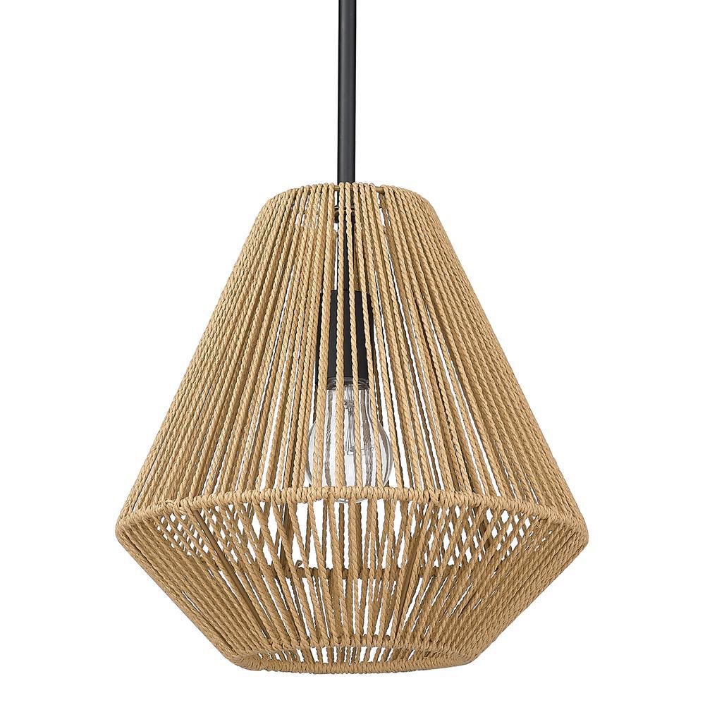 Shown in Matte Black finish and Natural Raphia Rope shade