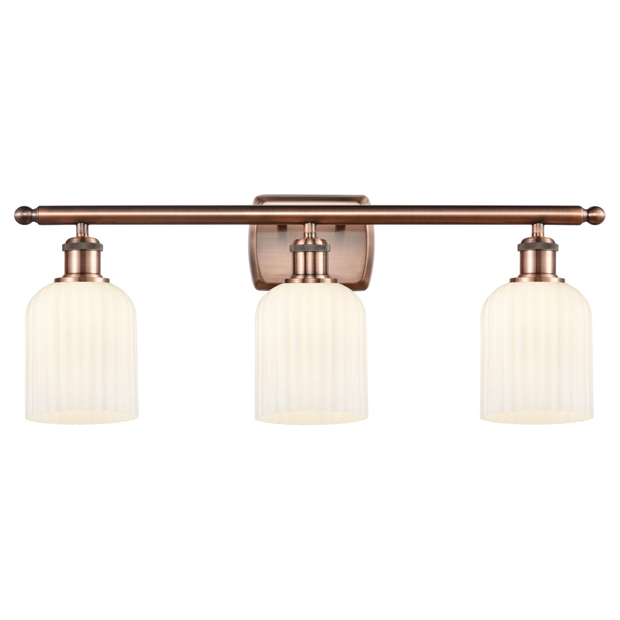 Shown in Antique Copper finish and Gloss White shade