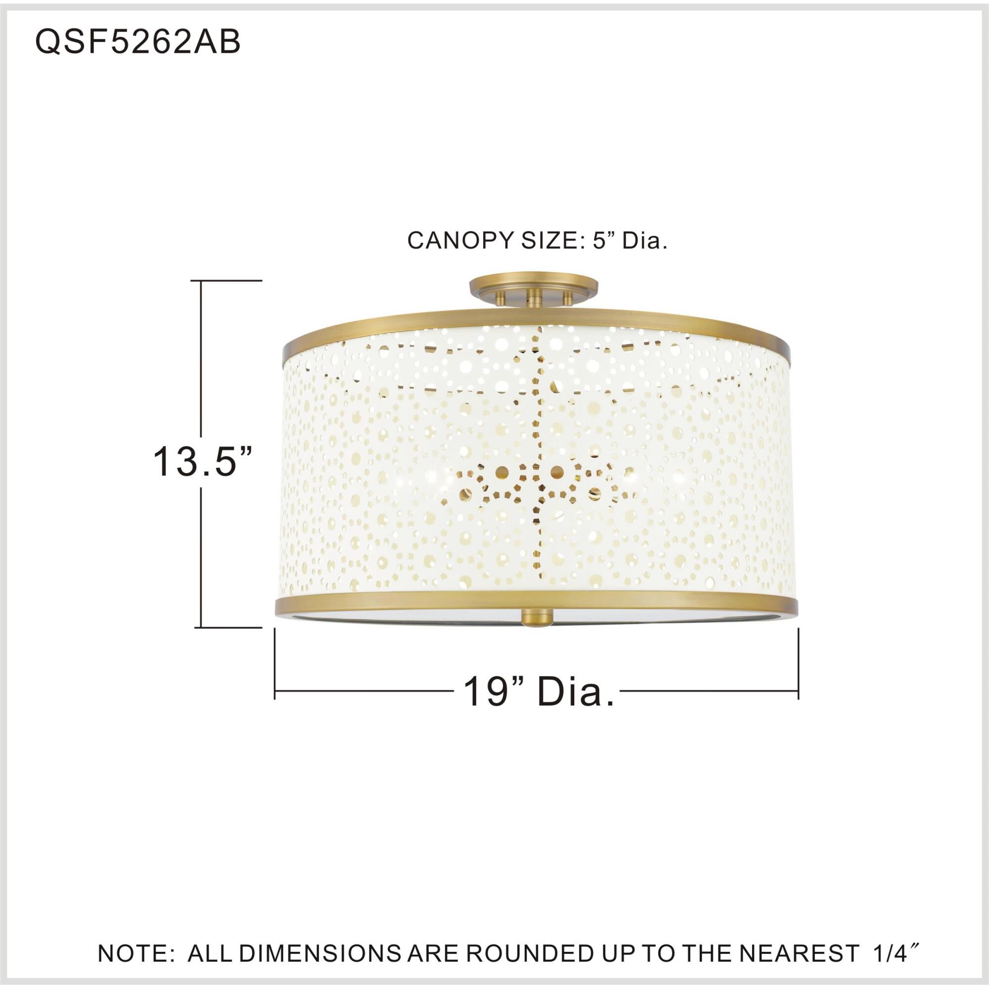 Shown in Aged Brass finish and Metal shade