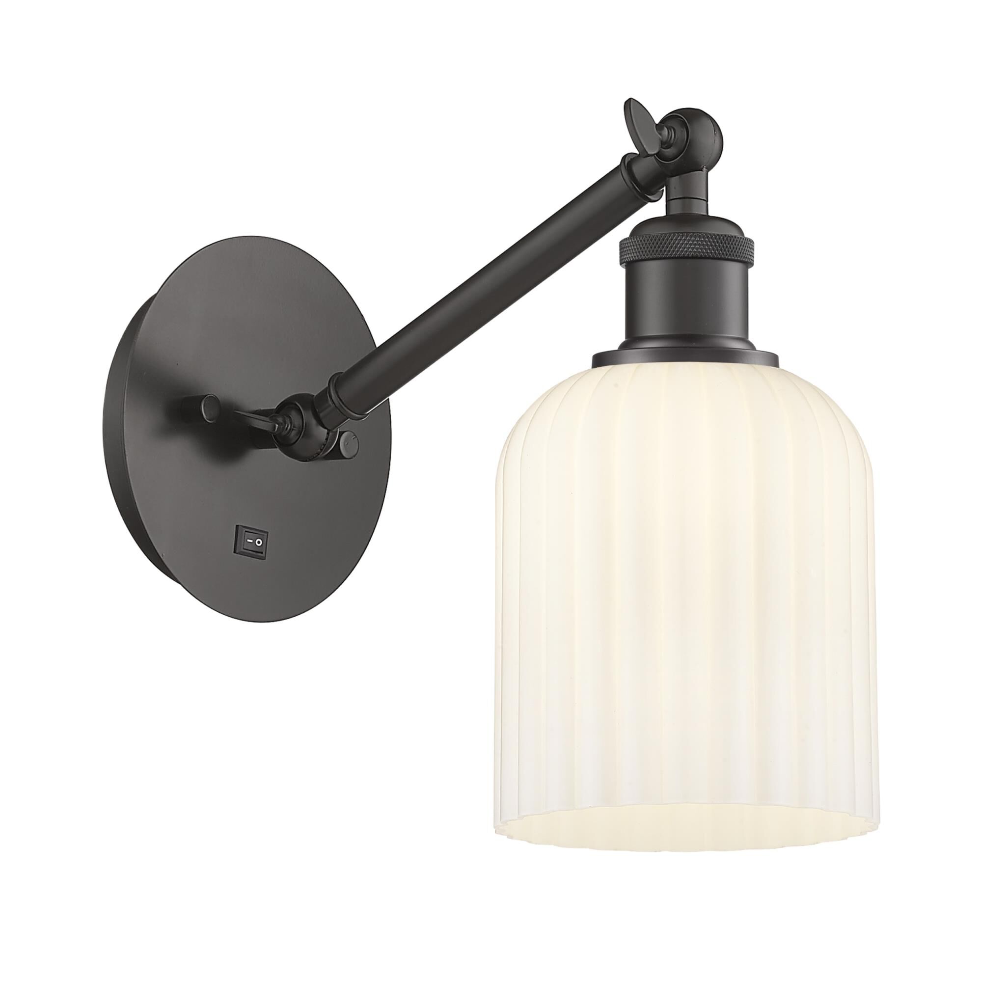 Shown in Oil Rubbed Bronze finish and Gloss White shade