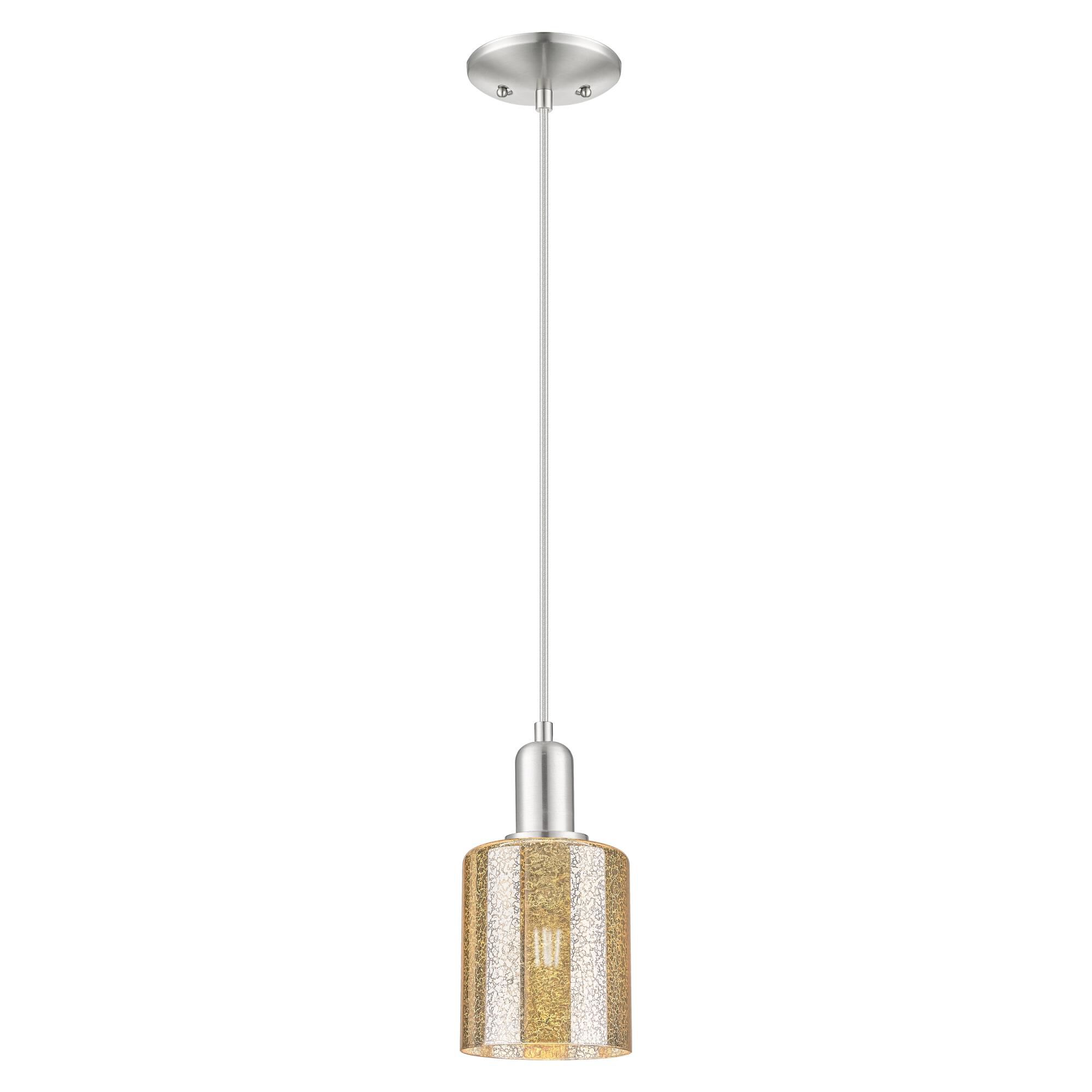 Shown in Brushed Satin Nickel finish and Mercury glass