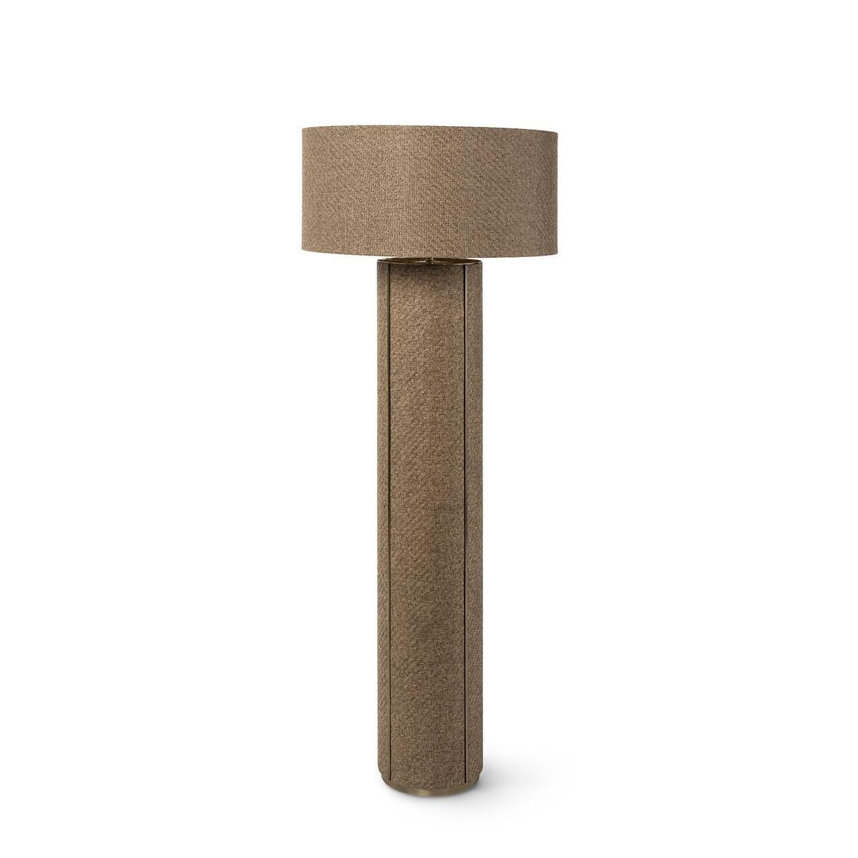 Shown in Antique Brass finish and Grasscloth shade