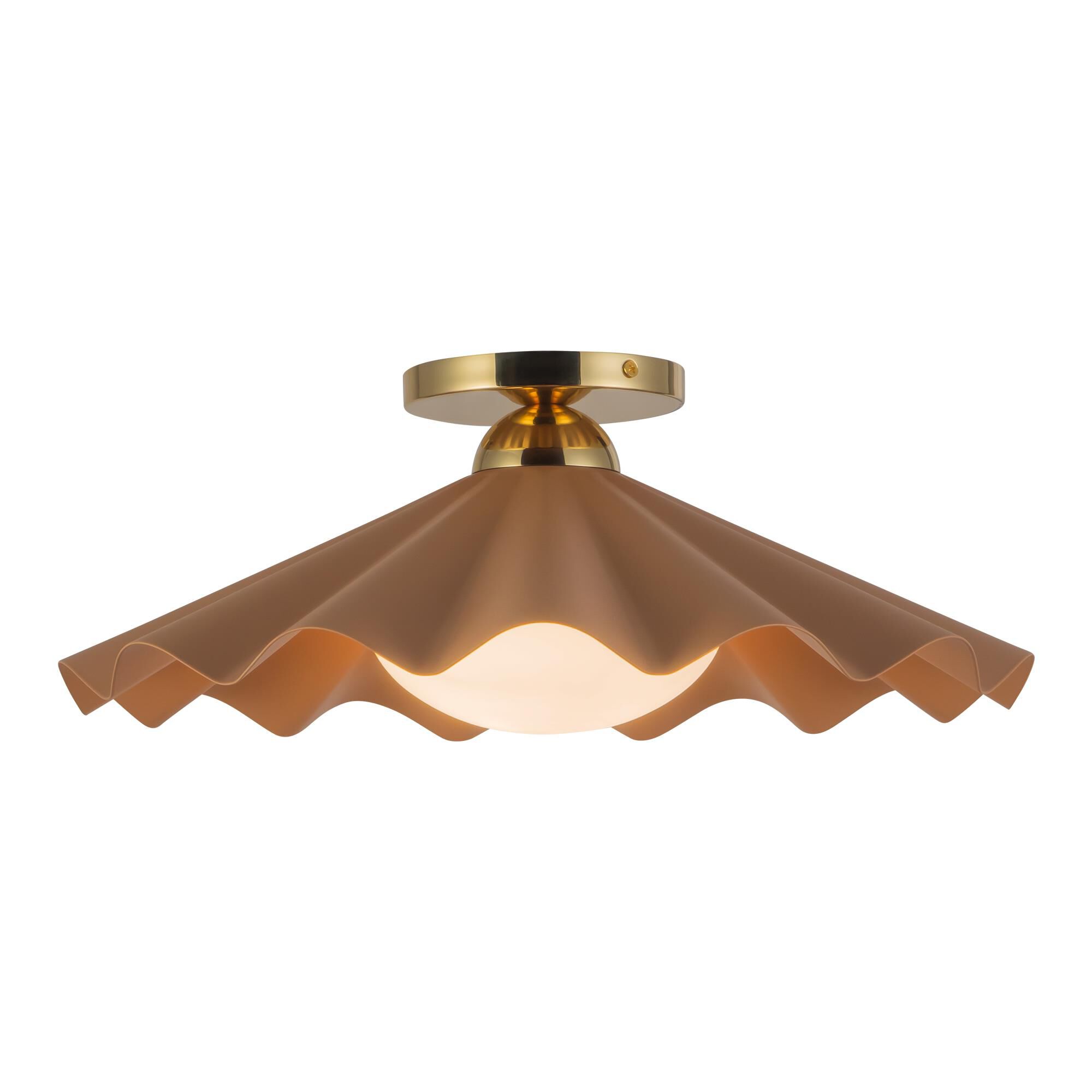 Shown in Peach finish and Matte Opal glass