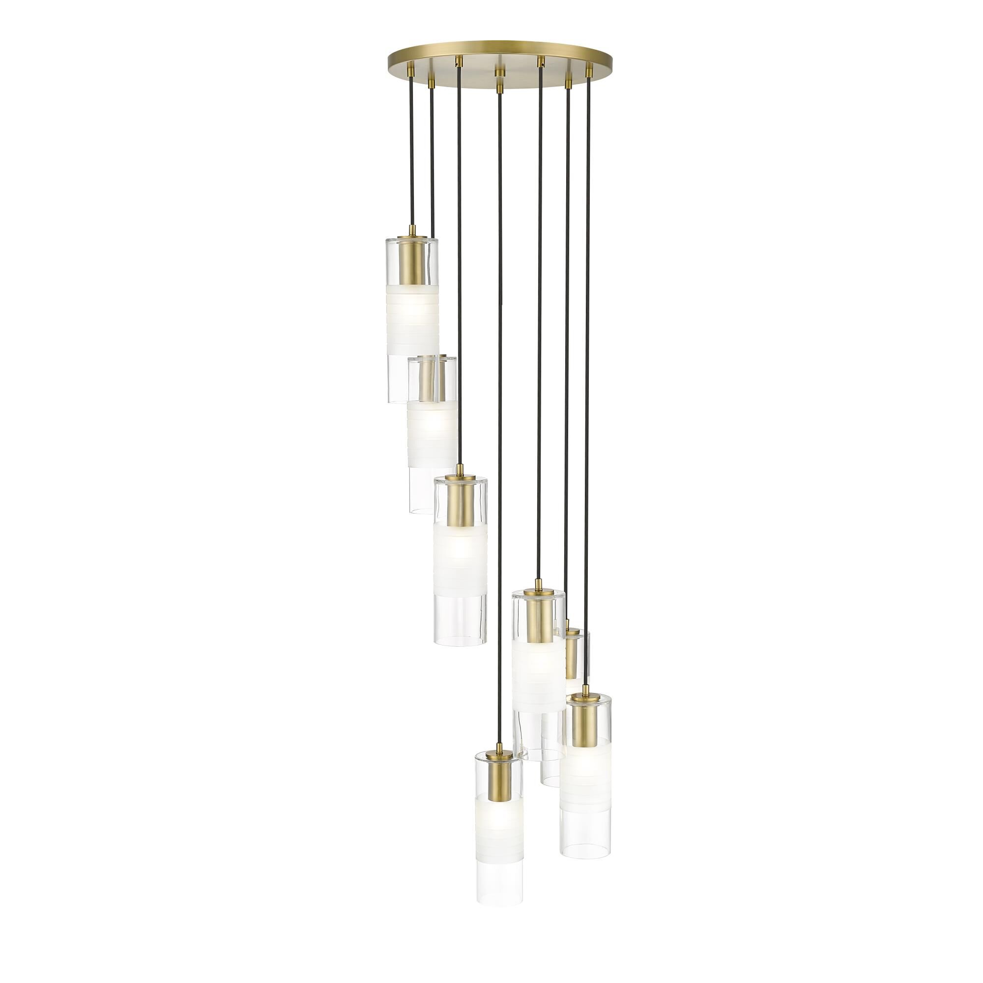 Shown in Modern Gold finish and Clear+frosted glass and Clear+frosted shade