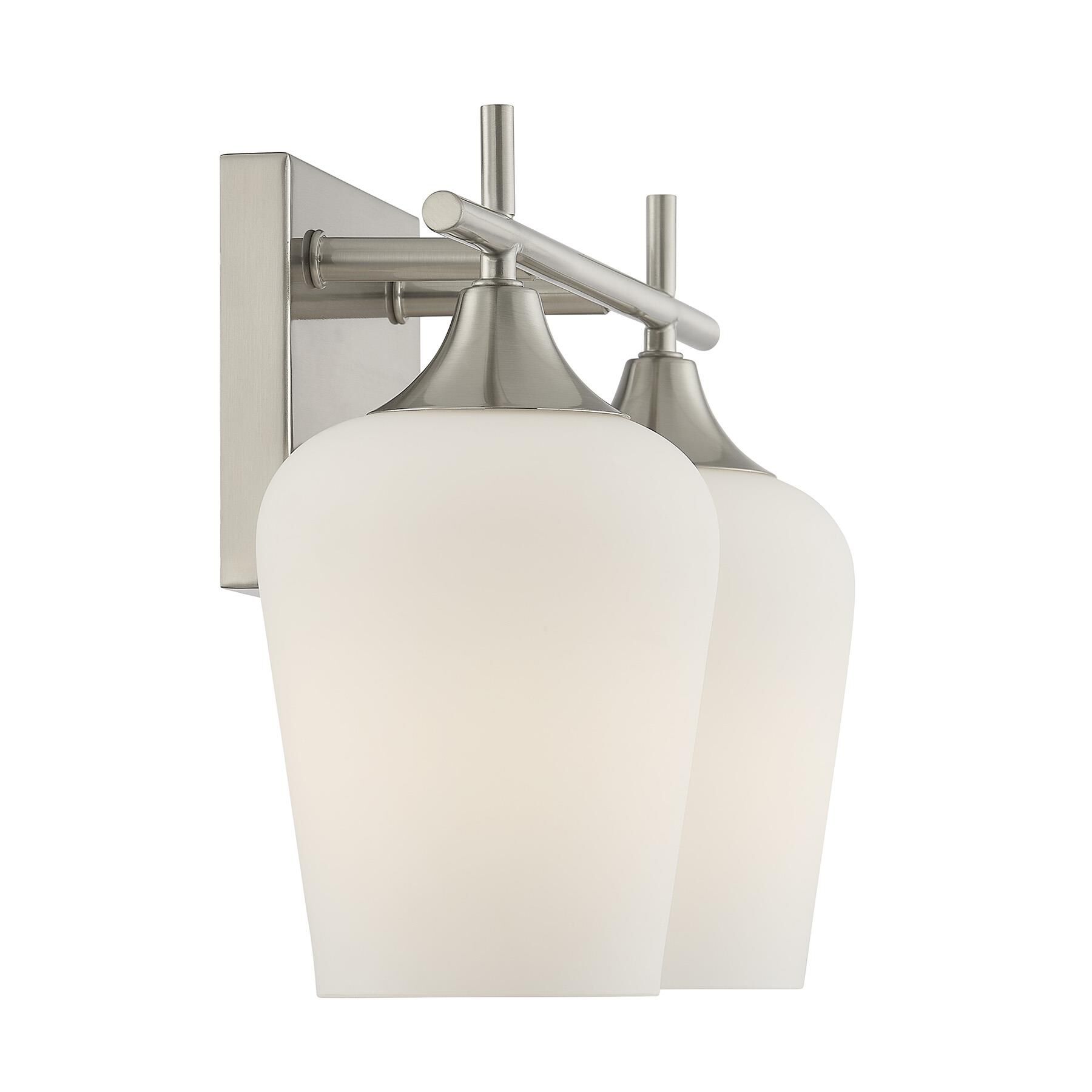 Shown in Satin Nickel finish and White Opal glass