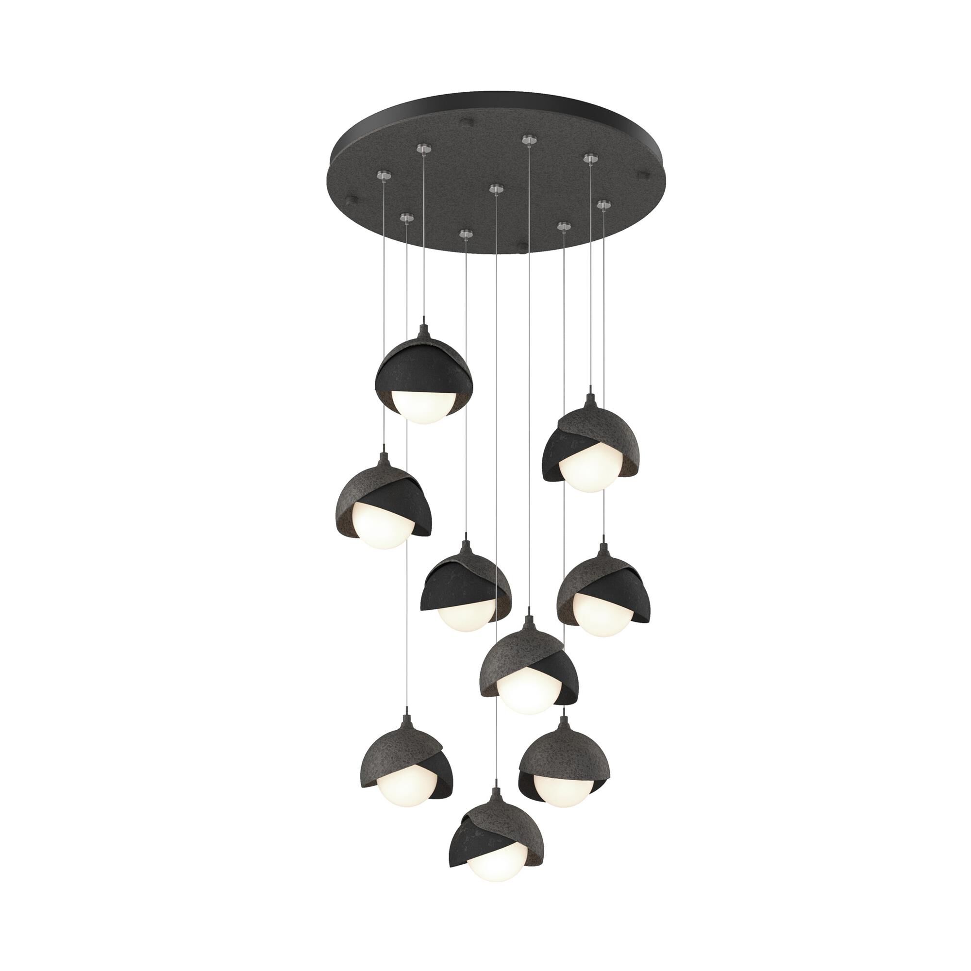 Shown in Natural Iron finish and Opal (Gg) glass and Black (10) accent