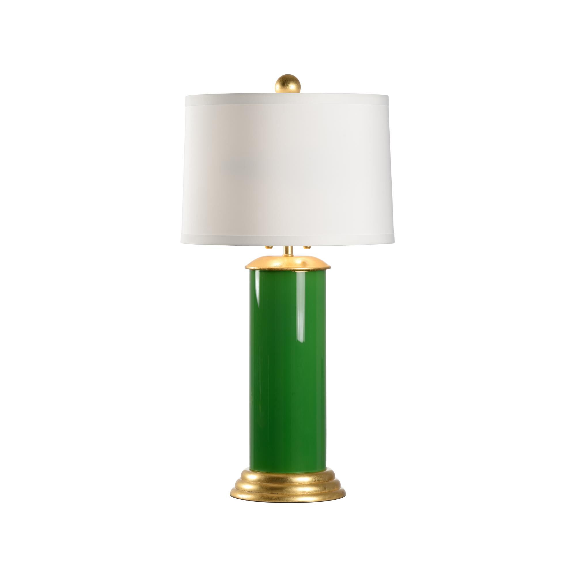 Shown in Parrot Green and Gold Leaf finish and Off White Silk shade