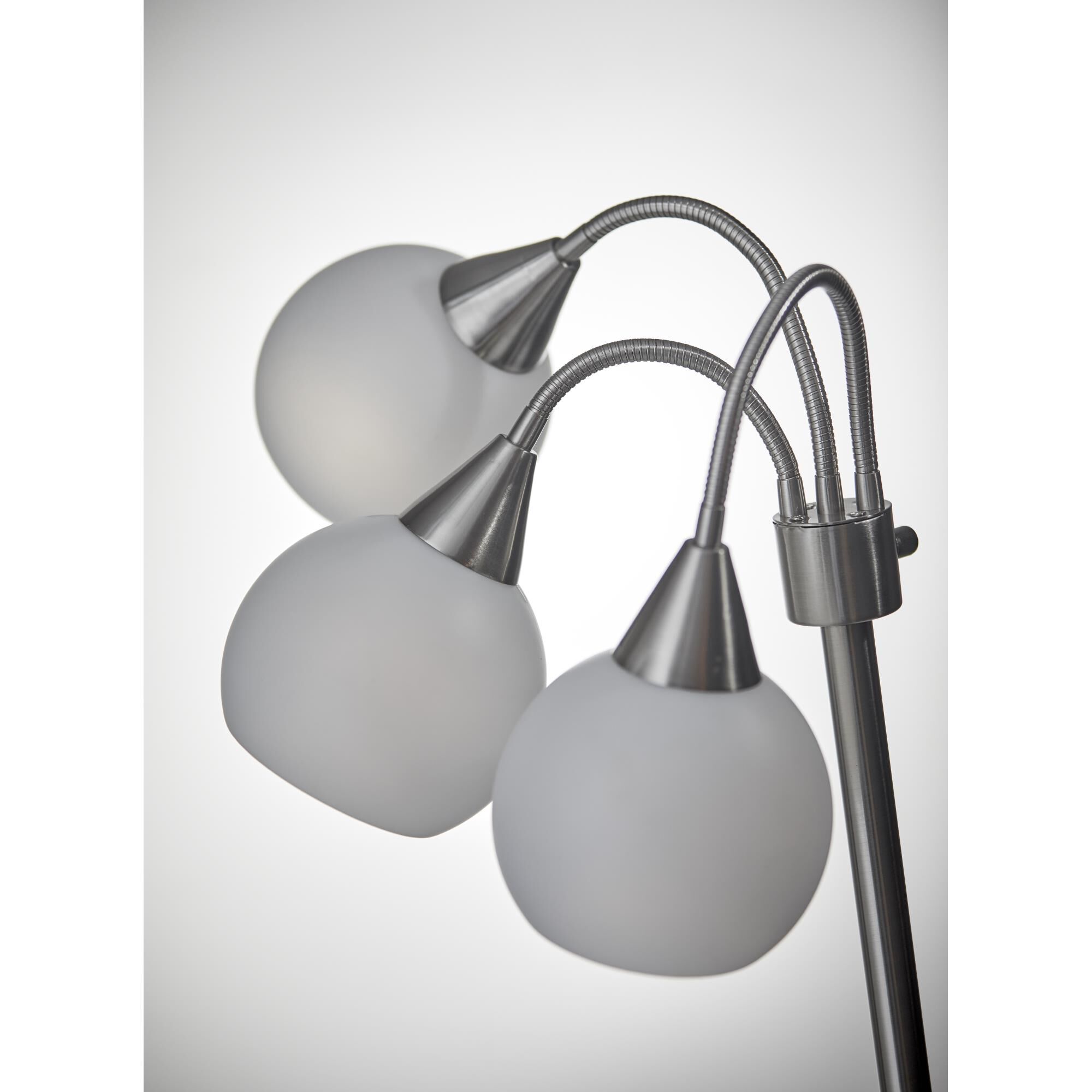 Shown in Brushed Steel finish and White Plastic shade