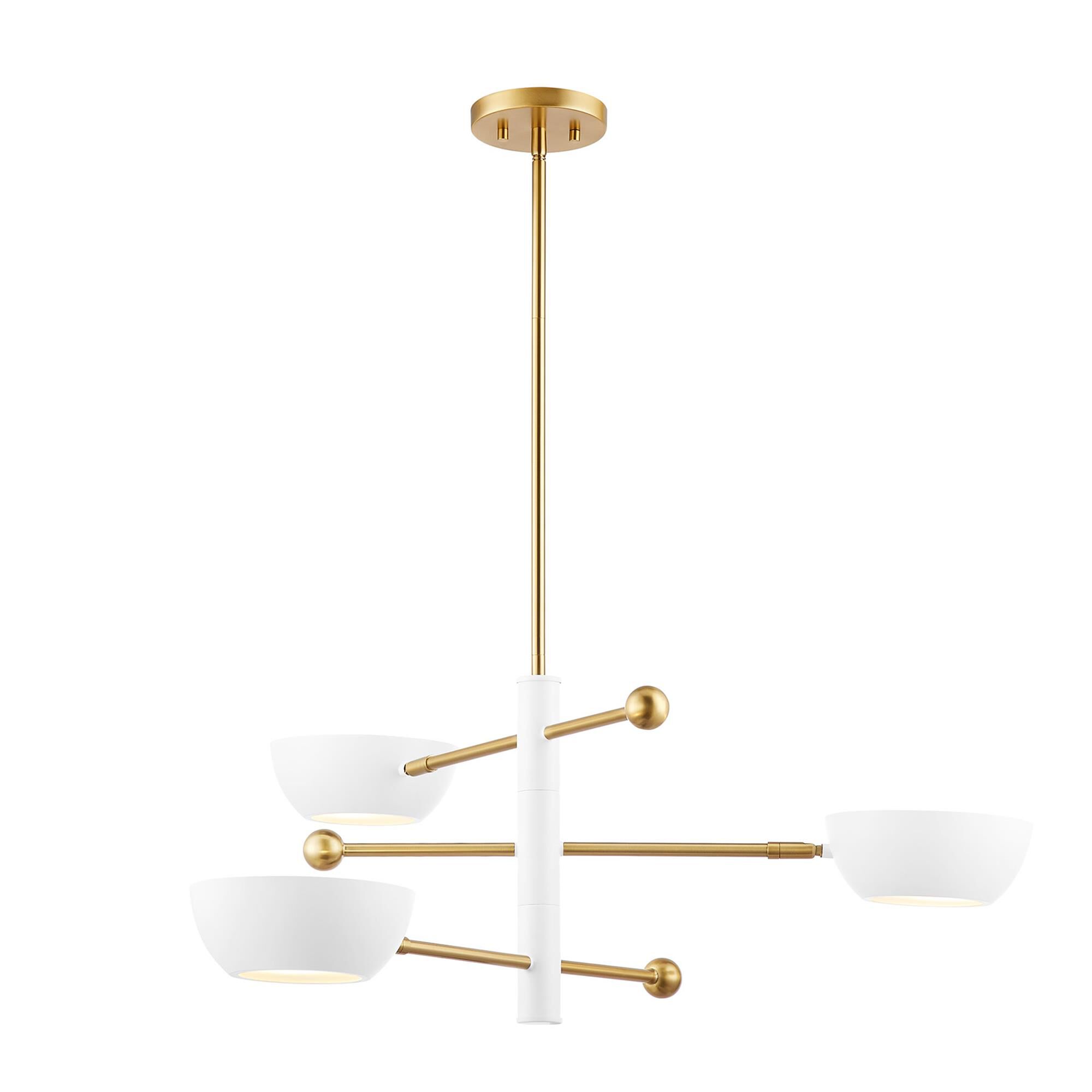 Shown in White and Natural Brass finish and Metal shade