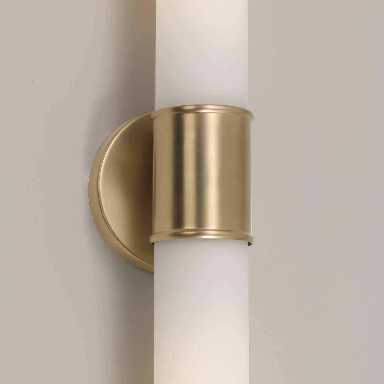 Shown in Matte Brass finish and Soft White glass