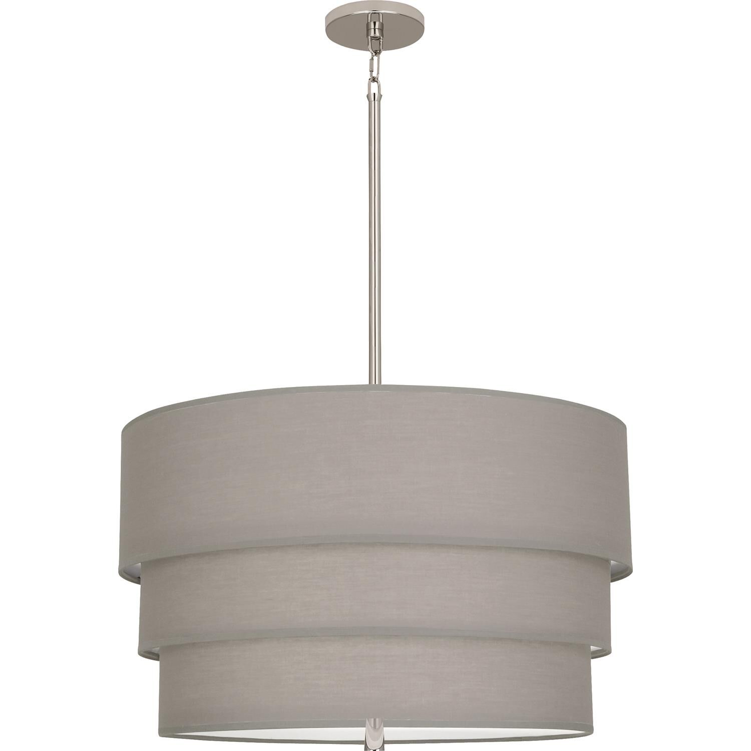Shown in Polished Nickel Finish finish and Polished Nickel Finish glass and Smoke Gray Fabric shade