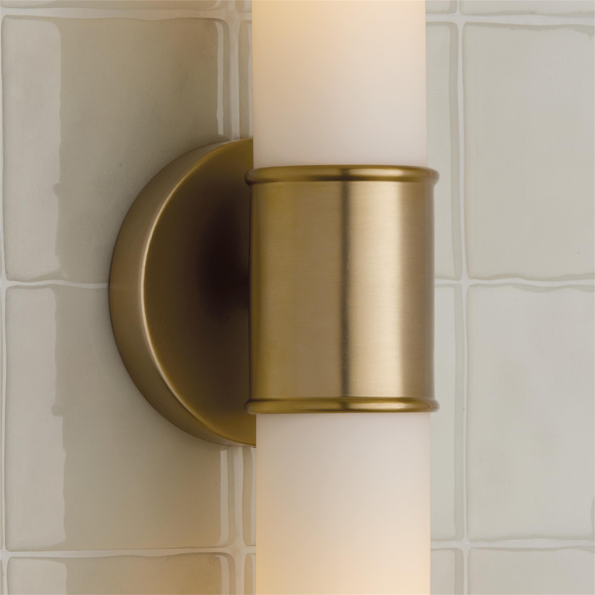Shown in Matte Brass finish and Soft White glass