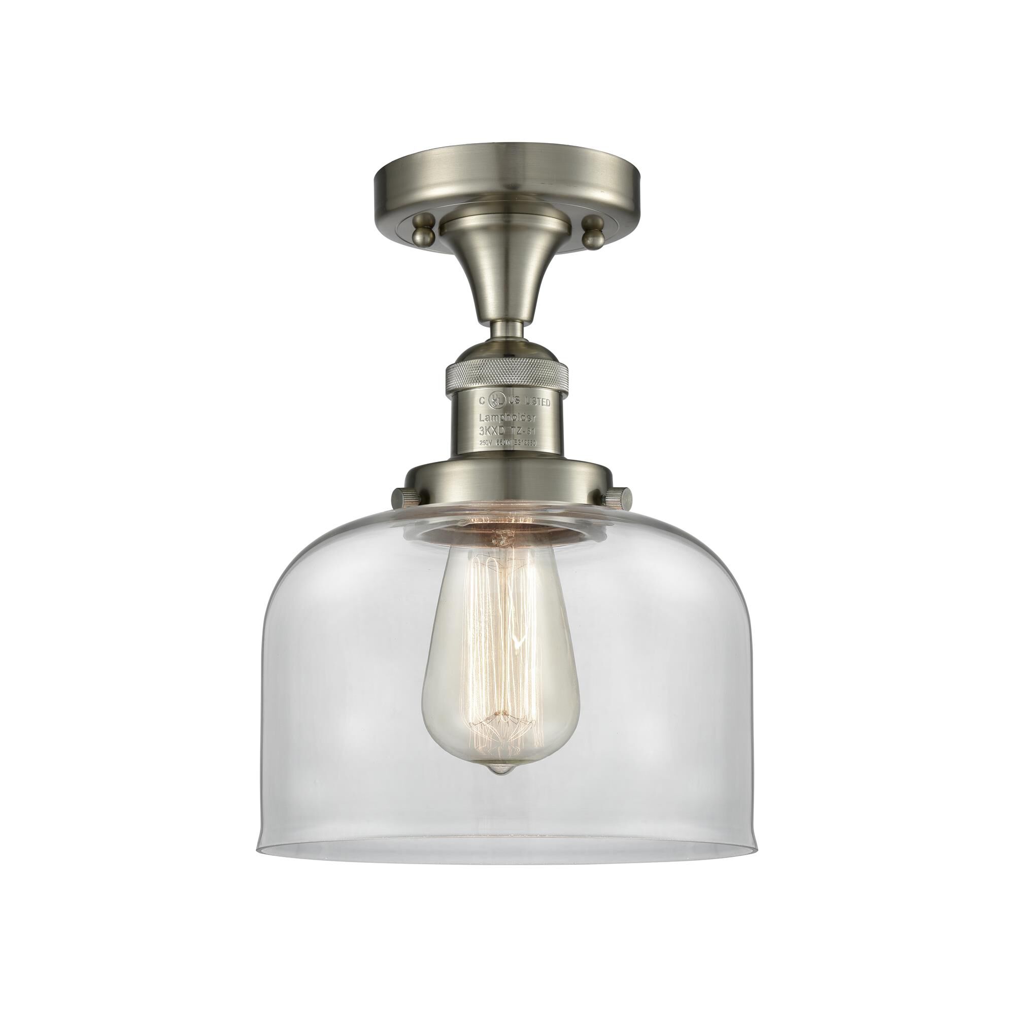 Shown in Brushed Satin Nickel finish and Clear glass