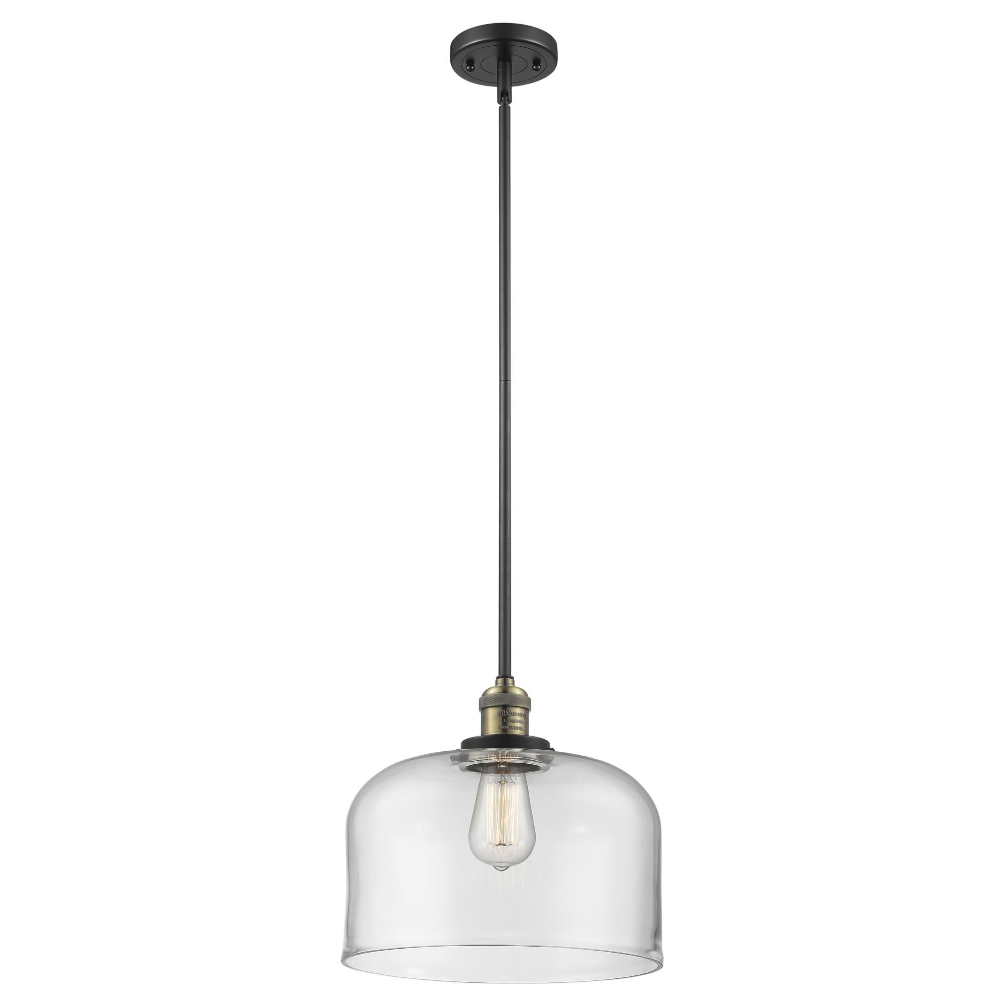 Shown in Black Antique Brass finish and Clear glass